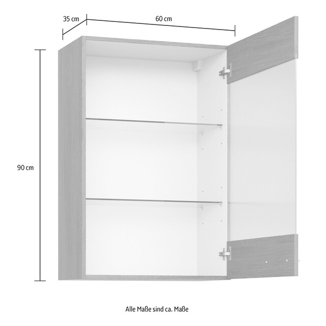Express Küchen Glashängeschrank »Trea OG60-90«, inklusive zwei  Glaseinlegeböden, Breite 60 cm, Höhe 90 cm bestellen | BAUR