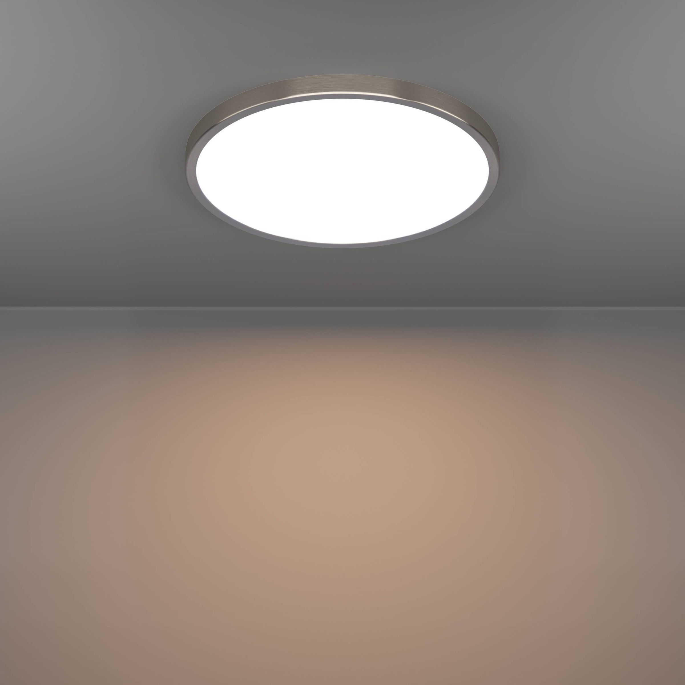 EGLO Aufbauleuchte »Fueva 6 Aufbaulampe, Metall und Kunststoff, silber, weiß, Deckenlampe« LED-Modul 1 Stk. Kaltweiß | Neutralweiß | Warmweiß Aufbauleuchte - H2,5 x Ø38,9 cm - nickel-matt - 17W inkl.