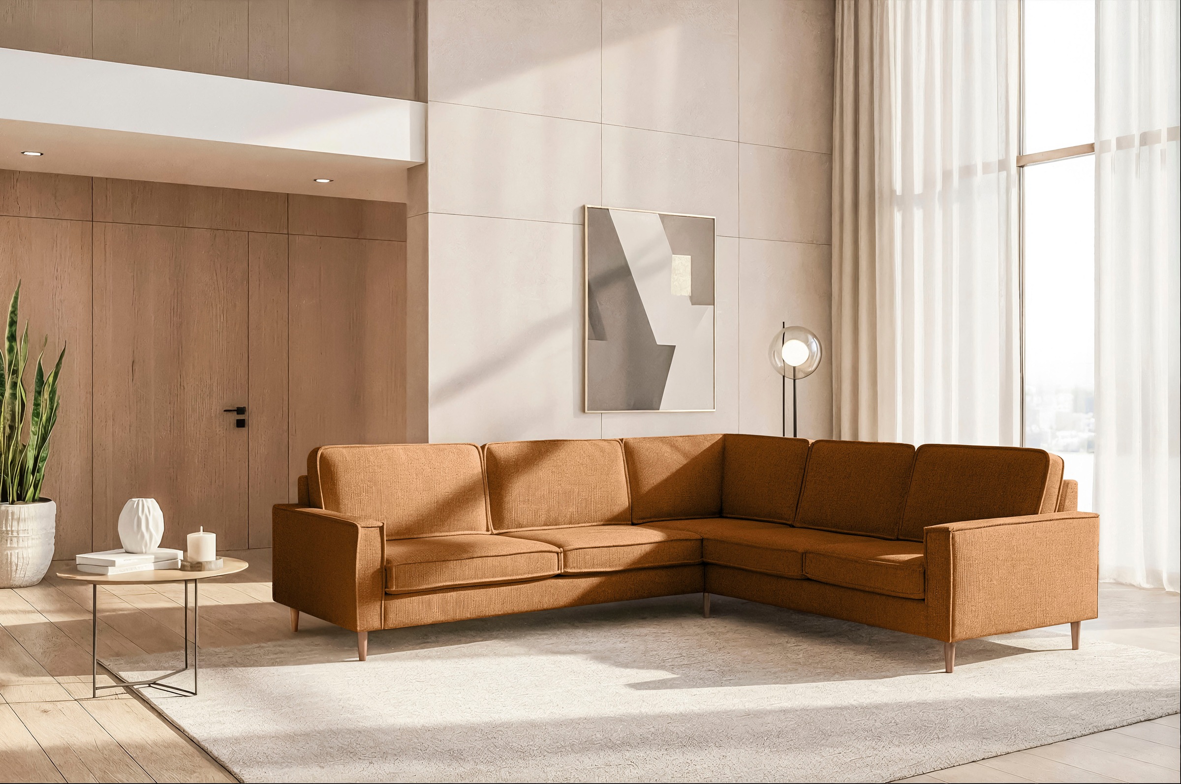 Home affaire Ecksofa "Pinto Skandi, 290 cm, Chenille, Struktur, Ottomane li günstig online kaufen