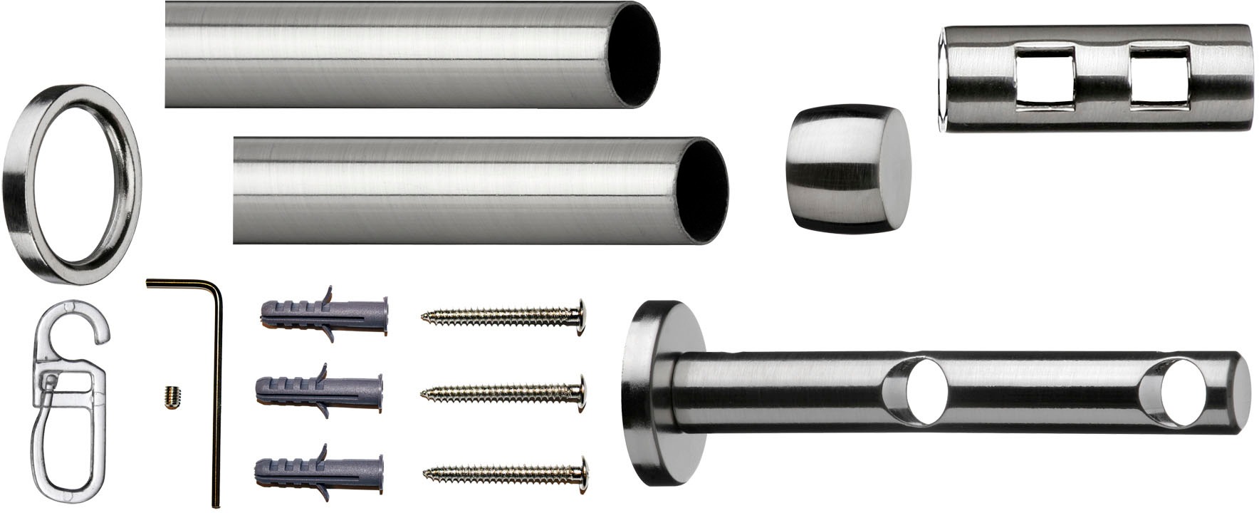 indeko Gardinenstange "Teneriffa" Ø 12 mm 2 läufig-läufig Fixmaß Komplett-S günstig online kaufen