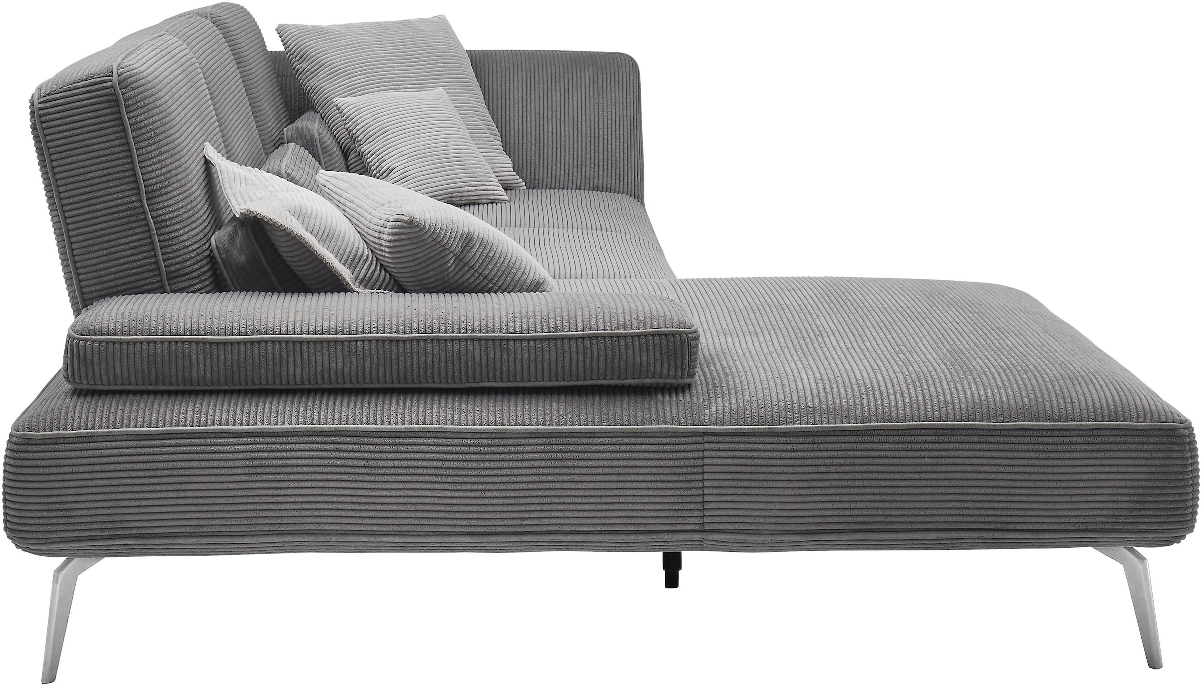 set one by Musterring Ecksofa »SO 4500, Füße chromfarben, inkl Schwenkrückenfunktion, Cord, L-Form«, wahlweise mit Kopfstütze/Armteilverstellung/Rückenneigung