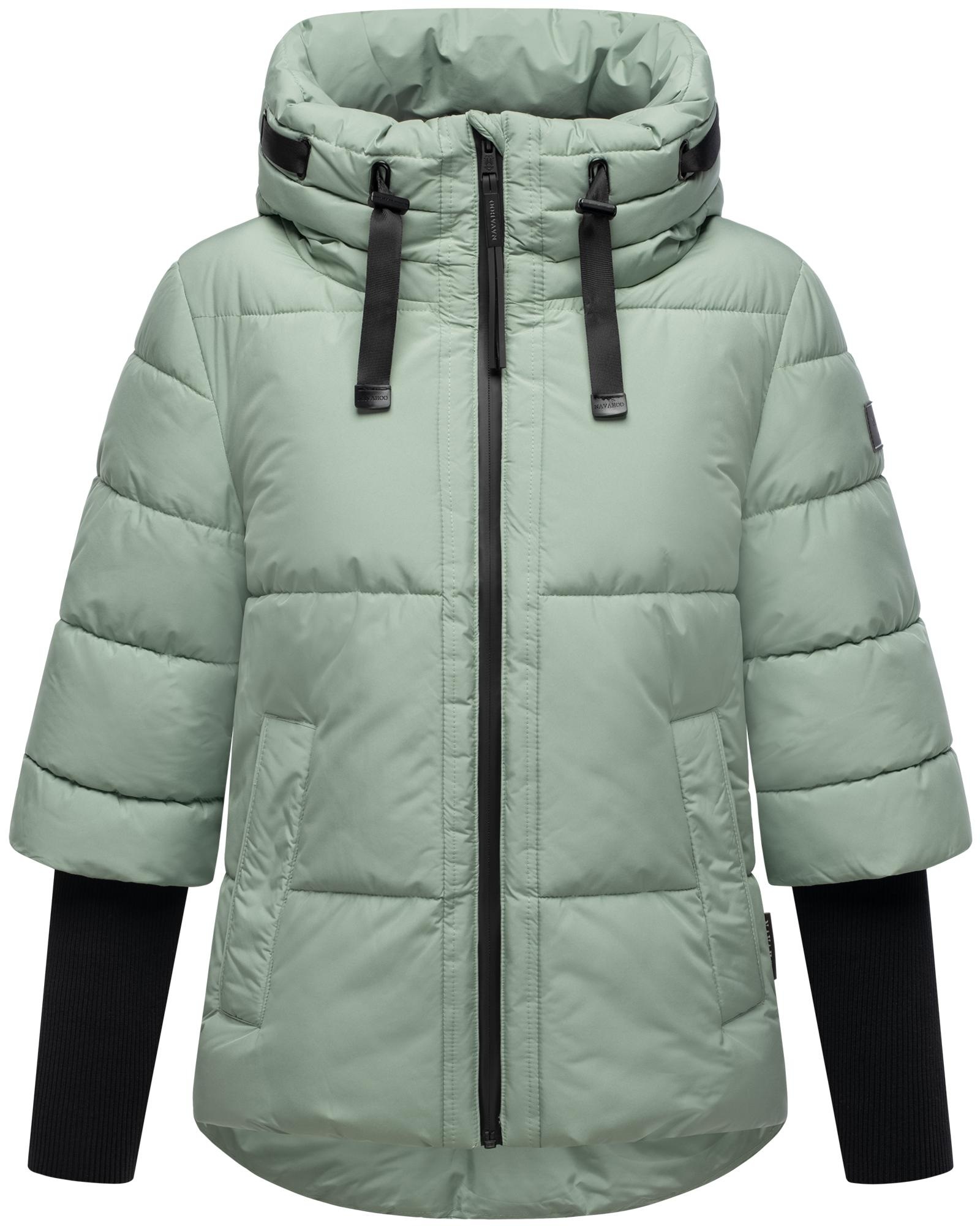 Navahoo Steppjacke »Lotusherz XIV«, mit Kapuze, Warme gesteppte Winterjacke mit Rippstrickärmeln