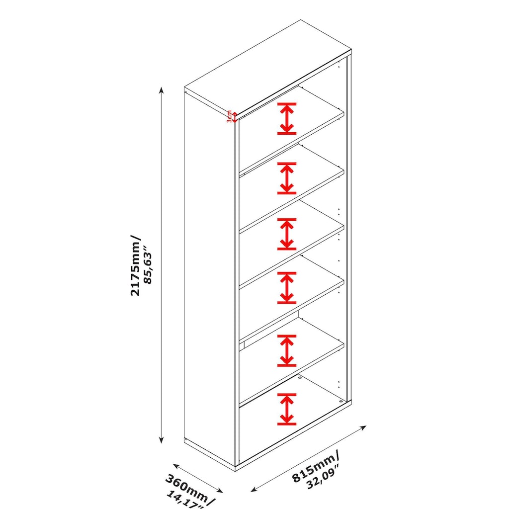 Composad Aktenregal »DISEGNO, Bücherregal mit 6 offenen Fächern,«