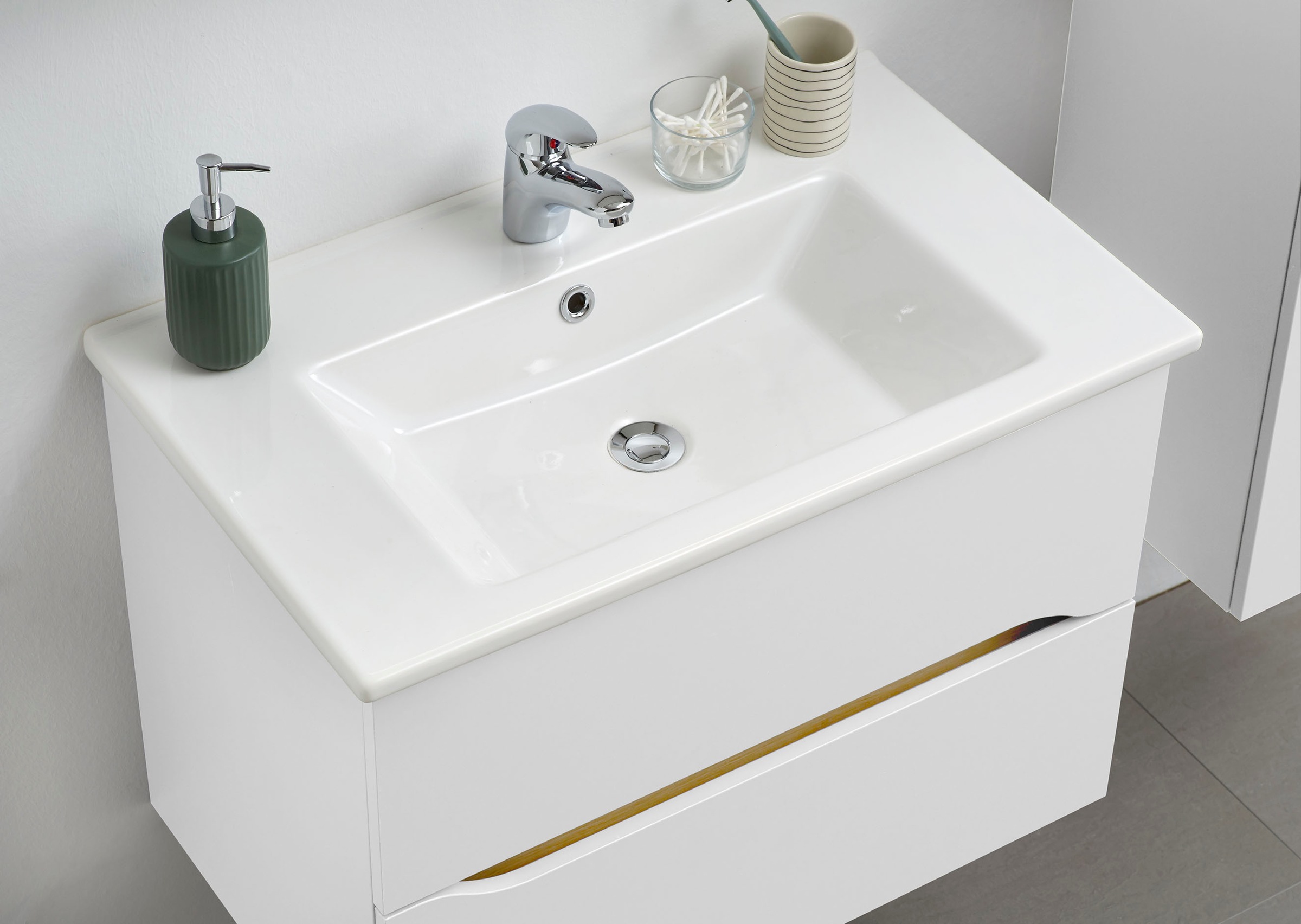 Thumbnail - Saphir Badmöbel-Set "Quickset Keramikwaschtisch mit Unterschrank, 75 cm breit" 2 Stk. tlg. Waschplatz, Unterschrank mit ...