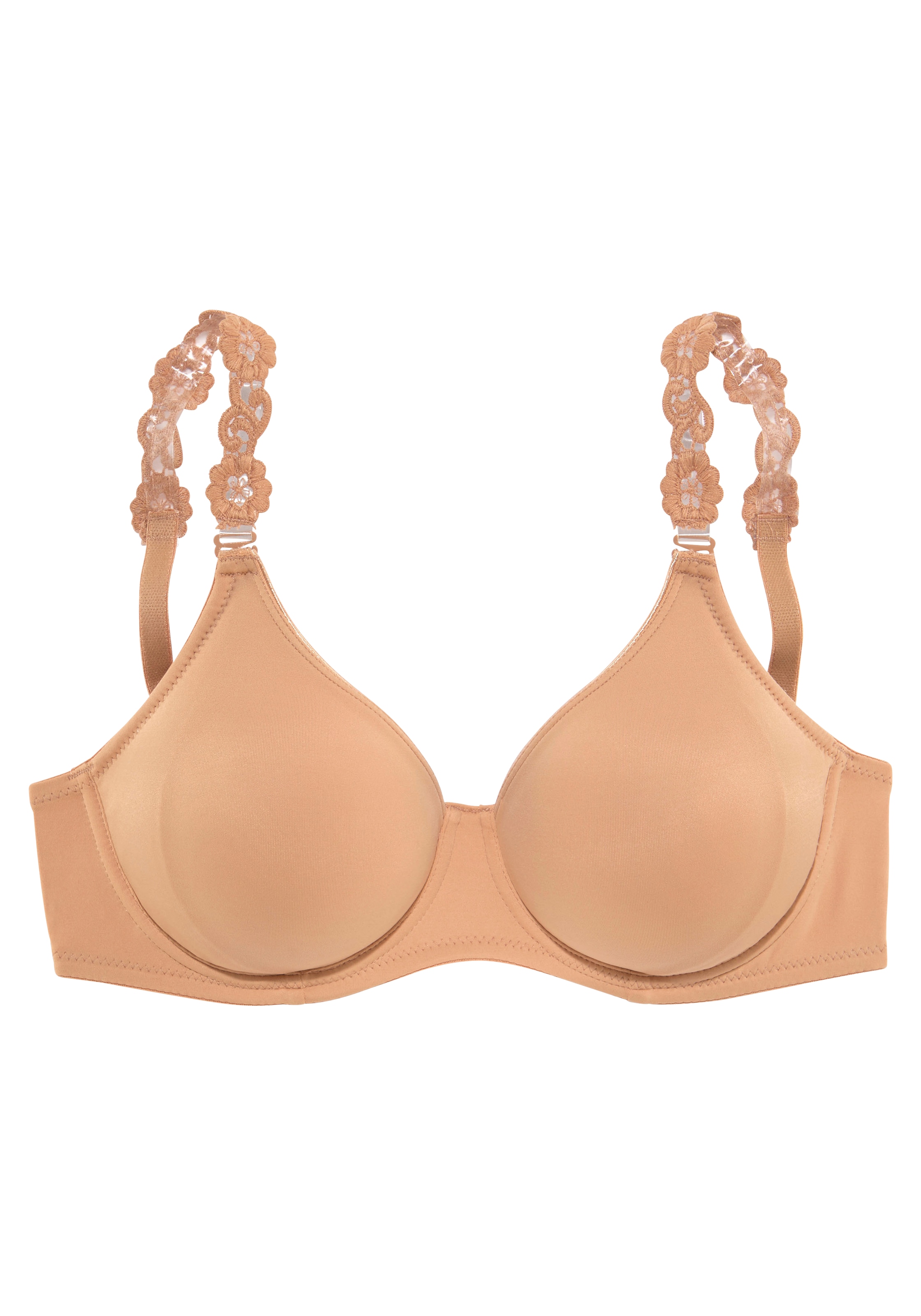 LASCANA Damen T-Shirt-BH, Gr. 85, braun, Microtouch, Obermaterial: 82% Polyamid (TACTEL), 18% Elasthan (LYCRA), BHs, mit 3 Trägern (Wechselträger)