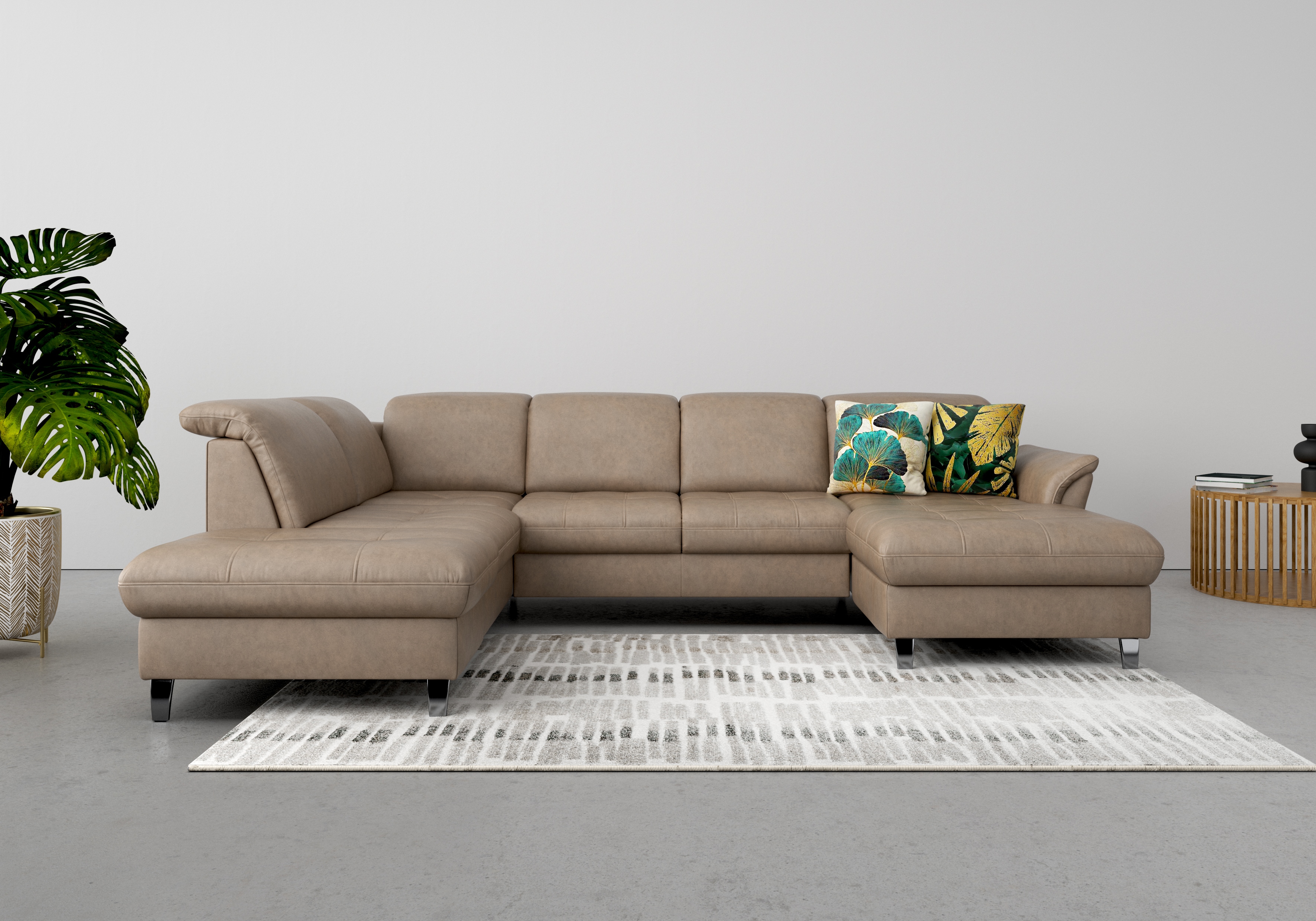 sit&more Wohnlandschaft "Maggiore U-Form" wahlweise mit Kopfteilverstellung, Schlaffunktion und Stauraum