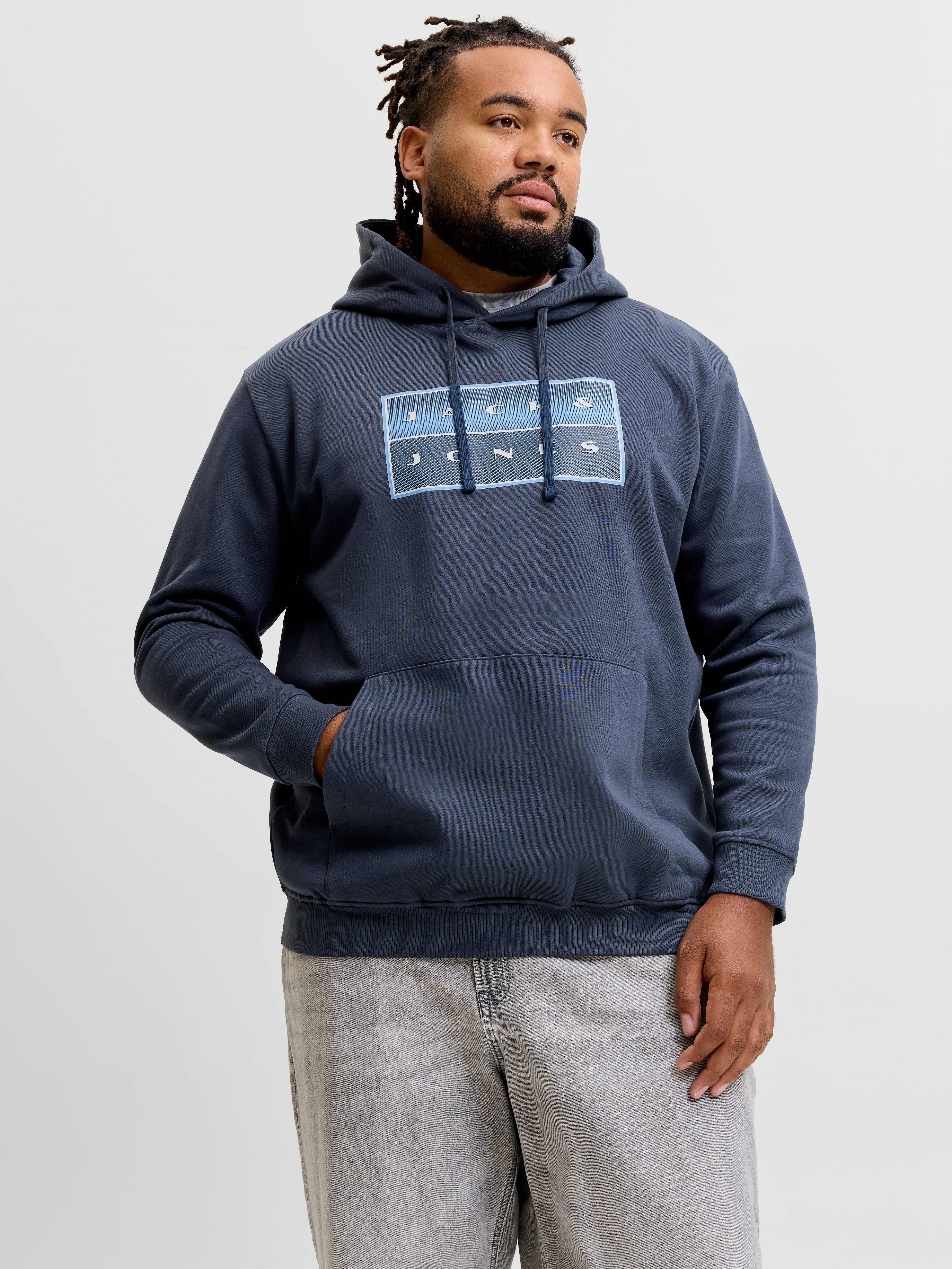 Jack & Jones PlusSize Kapuzensweatshirt "JCOFUSION BOX SWEAT HOOD PLS", Baumwollmischung, regular fit