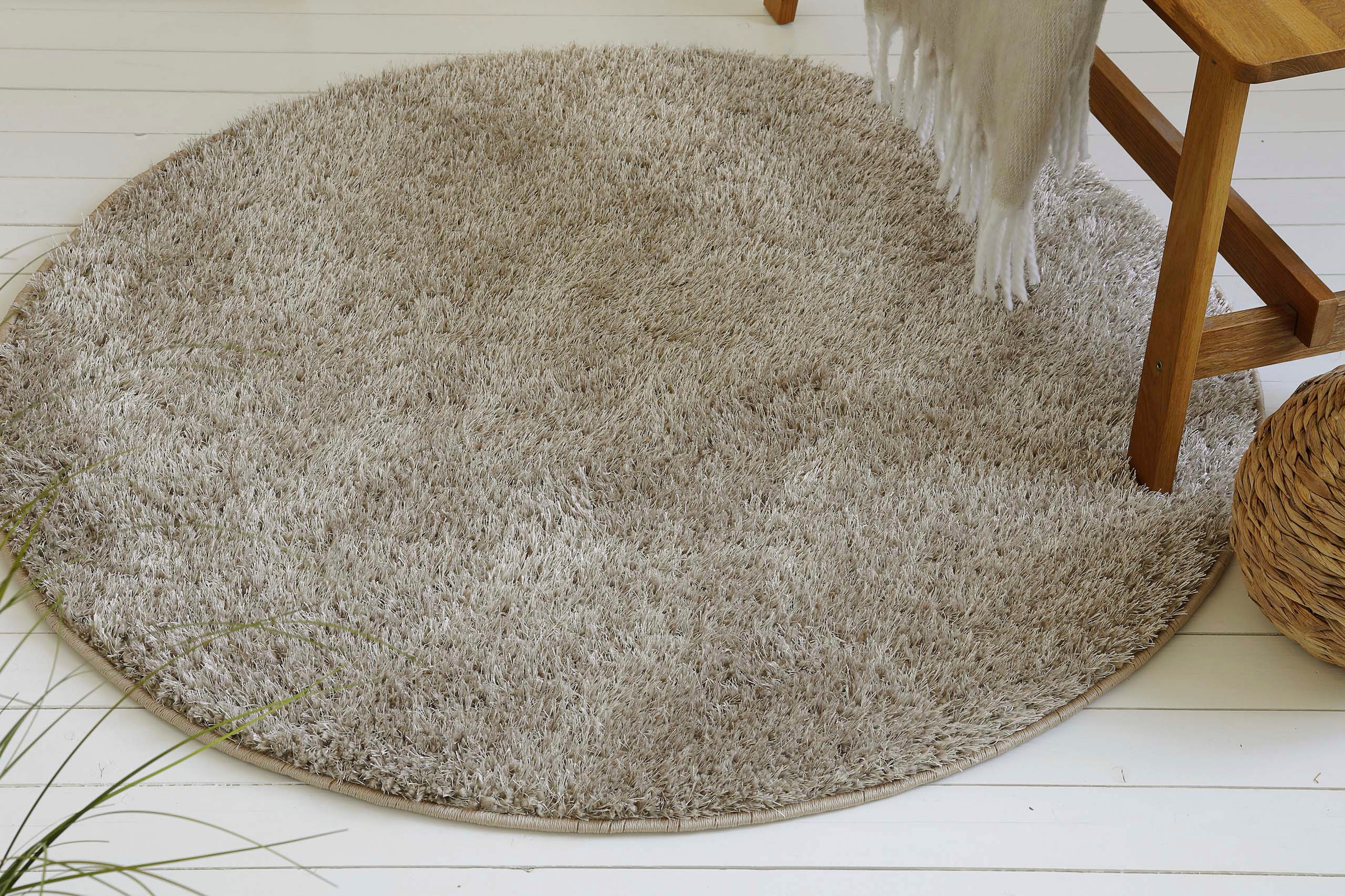 OTTO home Hochflor-Teppich "Nickolas" rund 30 mm Höhe Langflor, Shaggy, wei günstig online kaufen