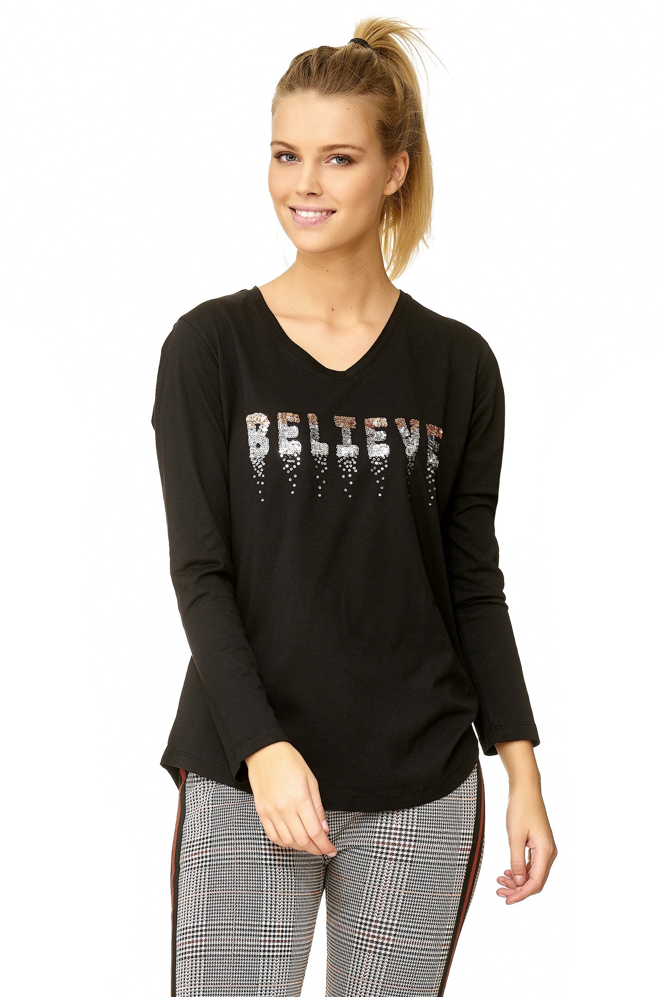 Langarmshirt »Believe«, mit Paillettenaufdruck