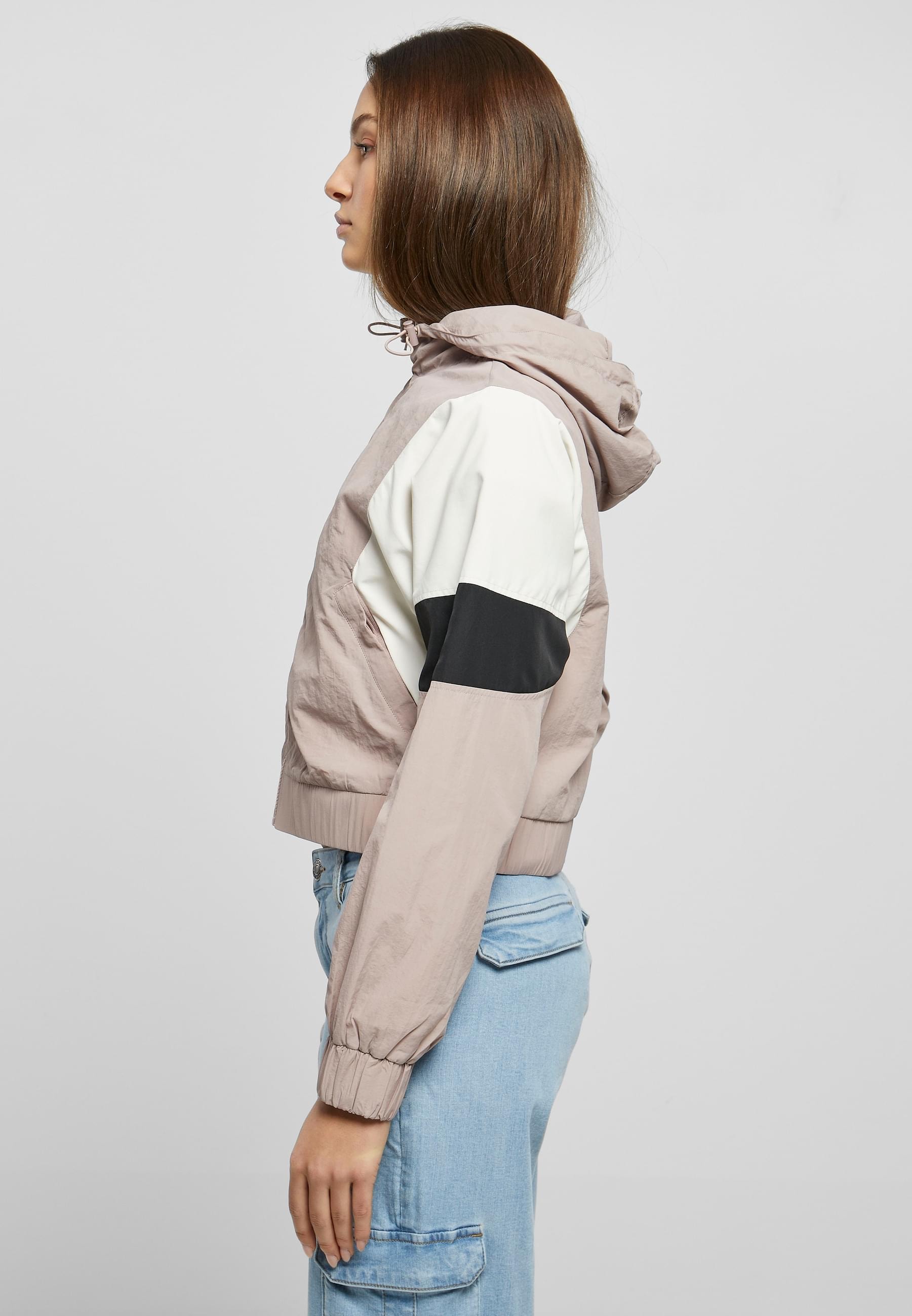 URBAN CLASSICS Allwetterjacke »Urban Classics Damen Ladies Short 3-Tone Crinkle Jacket«, (1 St.), mit Kapuze