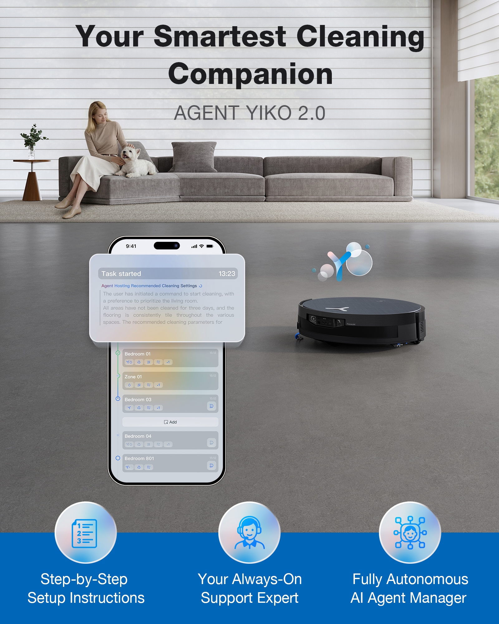 ECOVACS Nass-Trocken-Saugroboter »DEEBOT X12 OmniCyclone, FocusJet-Technologie« 25cm, Wischrolle, OmniCyclone Station (beutellos), Haustierfreundlich