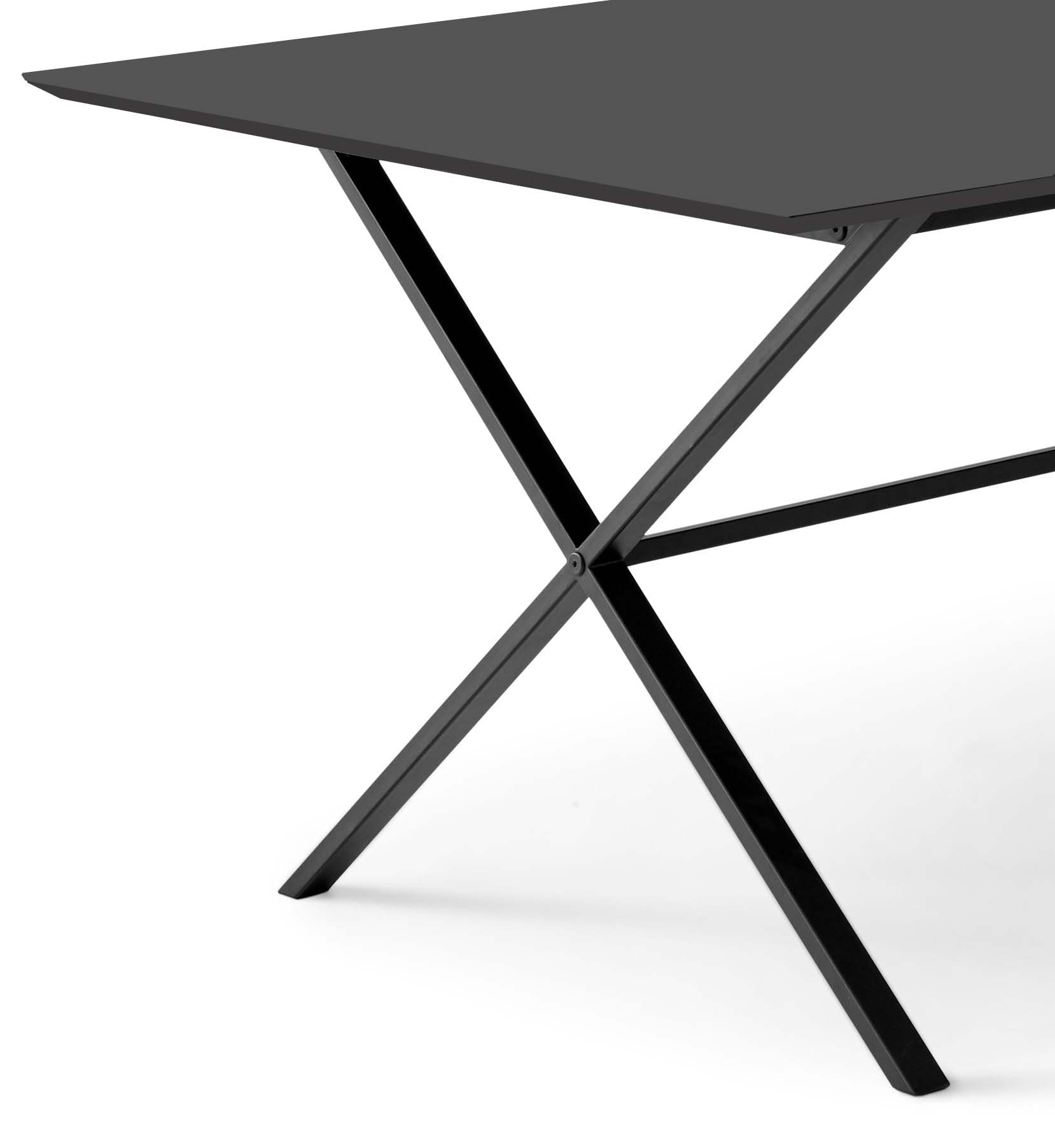 Hammel Furniture Esstisch »Meza Designtisch mit Auszugsfunktion und 2 Einlegeplatten«, rechteckige Tischplatte MDF, gekreuztes Metallgestell