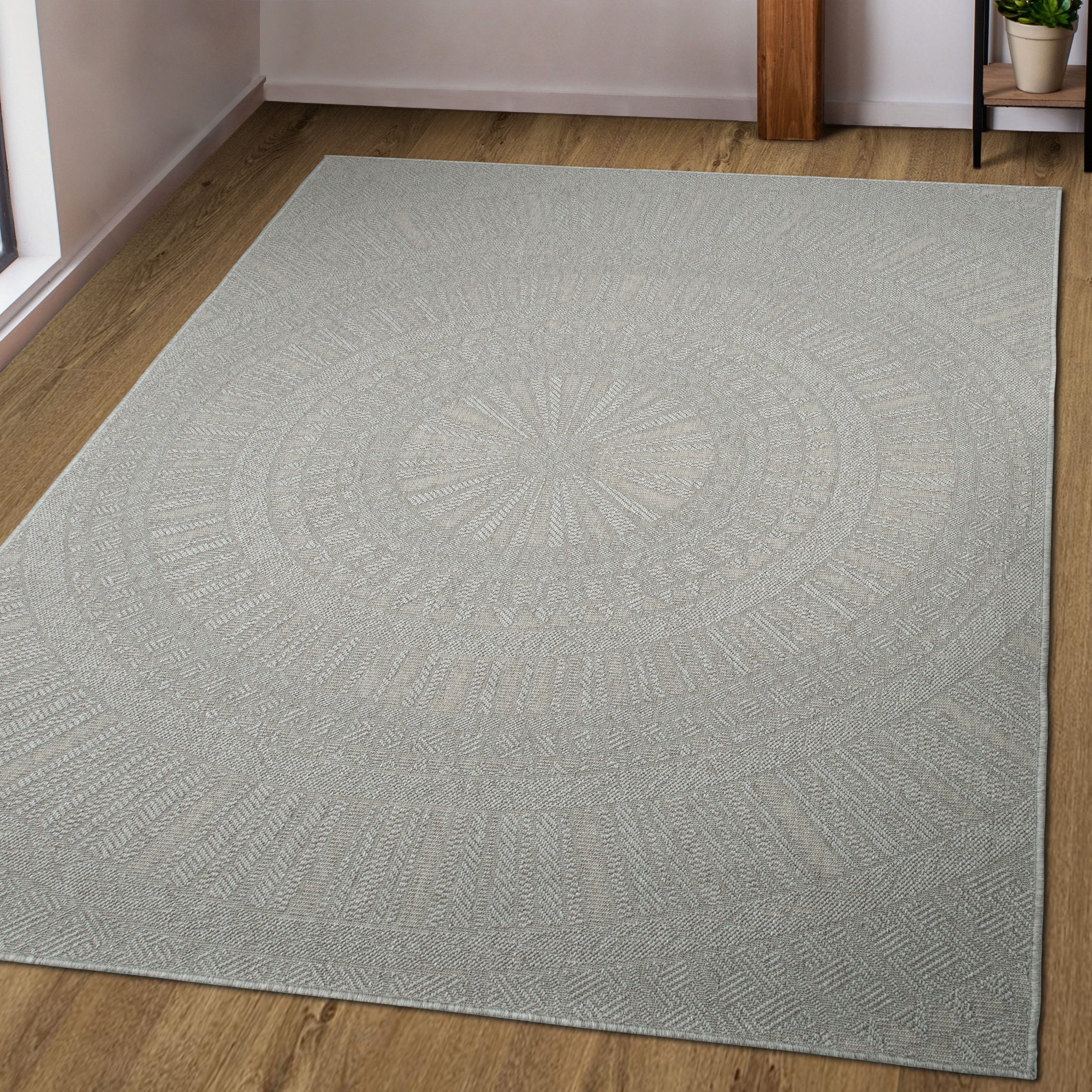 Bruno Banani Teppich »Solan, ethnisch, boho-inspiriert« rechteckig 5 mm Höhe Mandala, Kreise, In- und Outdoor geeignet, Camping, Balkon