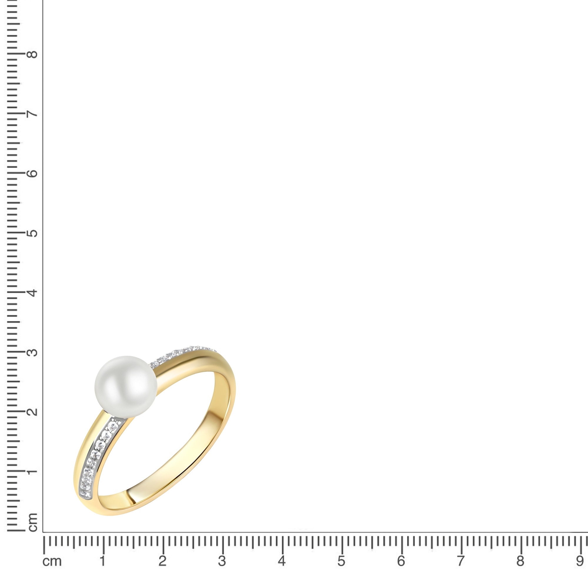 Vivance Fingerring »375/- Gelbgold bicolor Zirkonia und Perle«