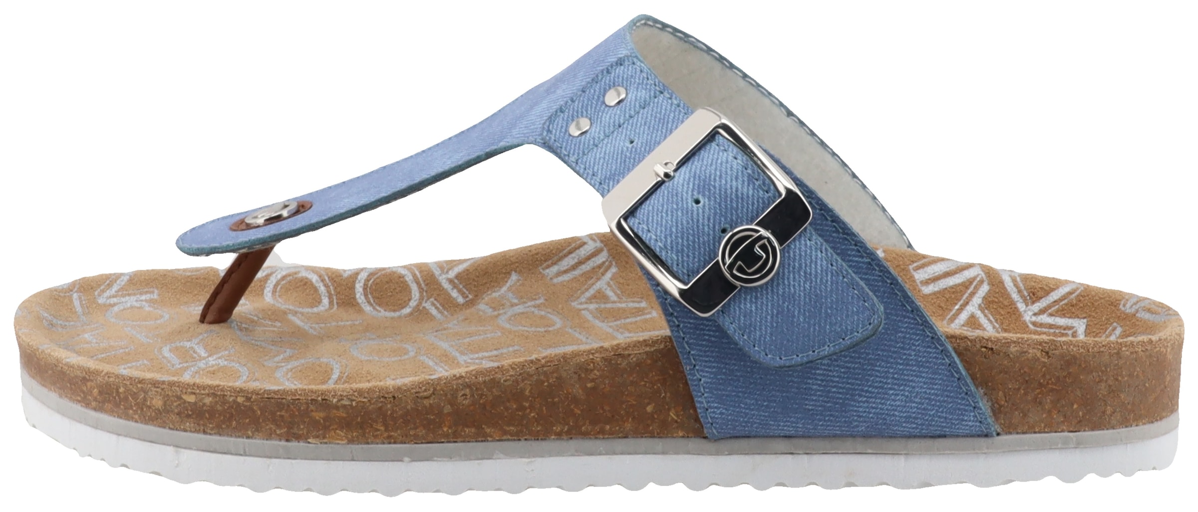 TOM TAILOR Zehentrenner, Flats, Sommerschuh, Dianette, Strandschuh in Jeans Optik