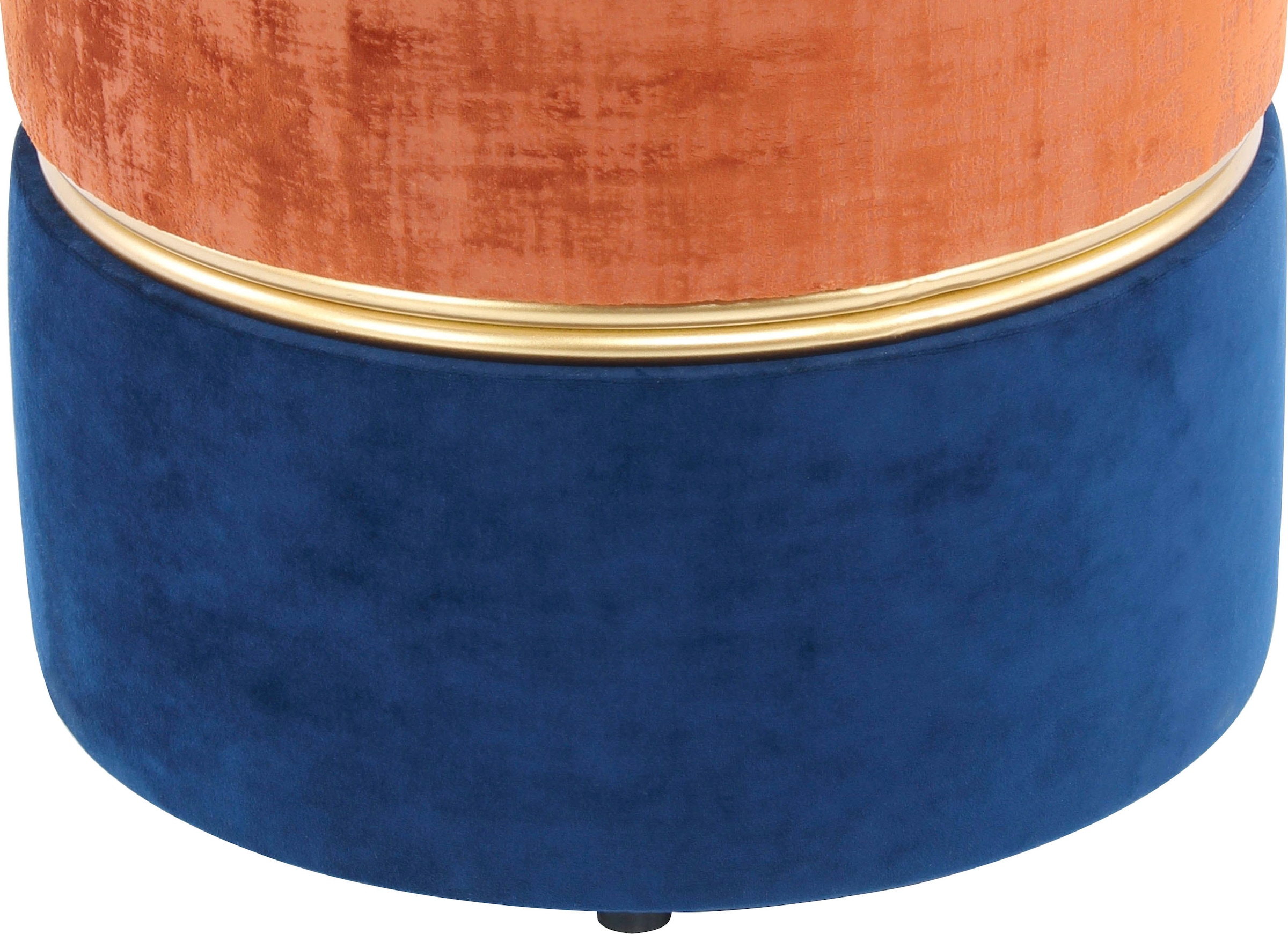 Kayoom Sitzhocker »Hocker Cleopatra 625, Sitzhocker in zweifarbigem Design«, (1 St.), zweifarbig, dekorativ, pflegeleicht, edler Akzent durch Metallring