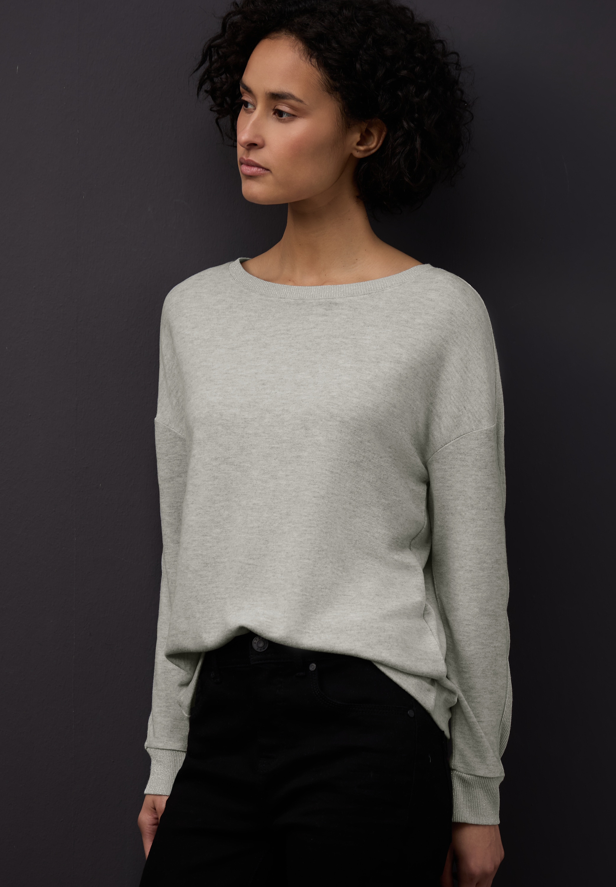 STREET ONE Langarmshirt mit Glitzer-Detail günstig online kaufen