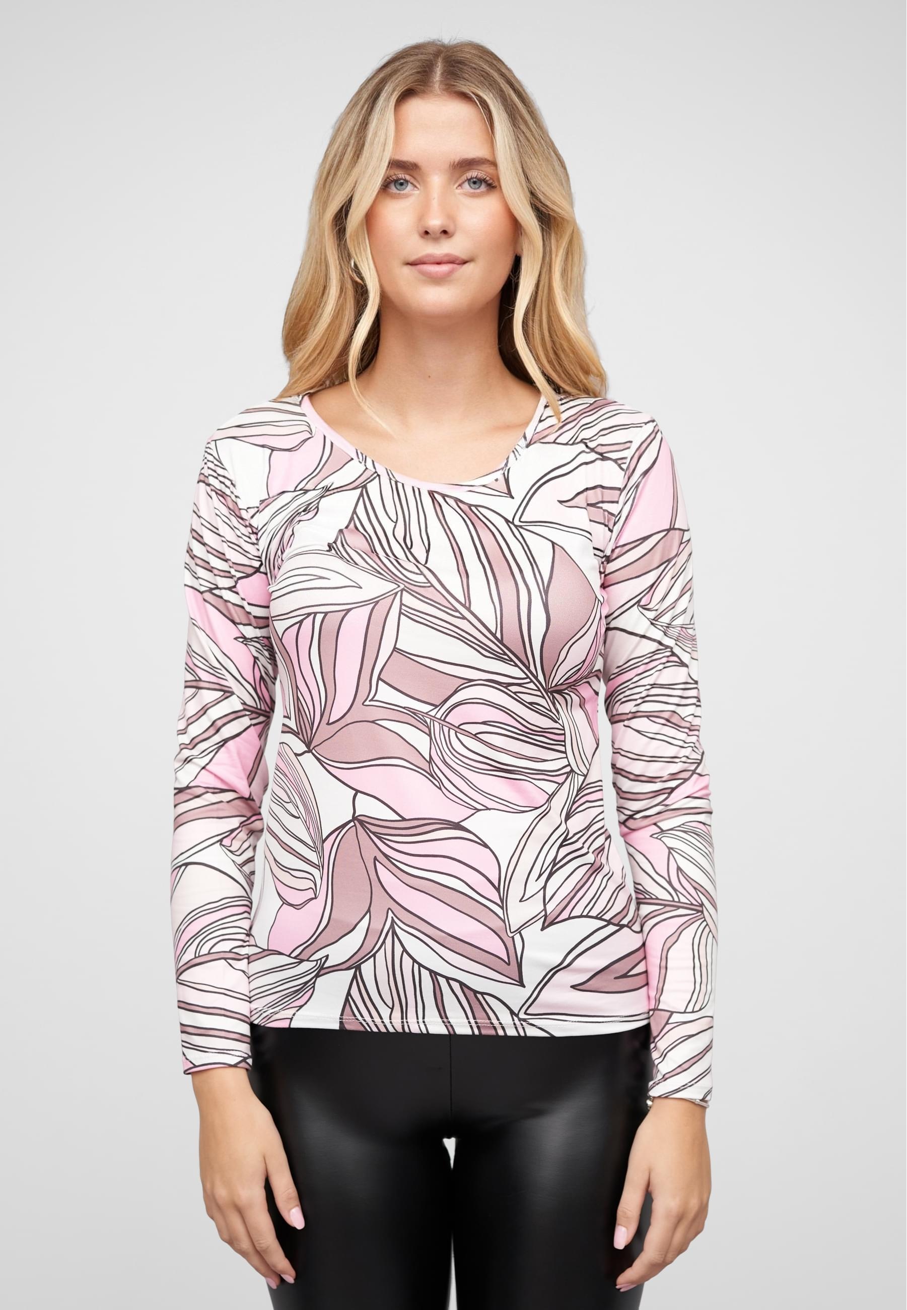 CLOUD 5IVE Longsleeve »CLOUD 5IVE Langarm Top mit Blätter Print«, (1 tlg.)