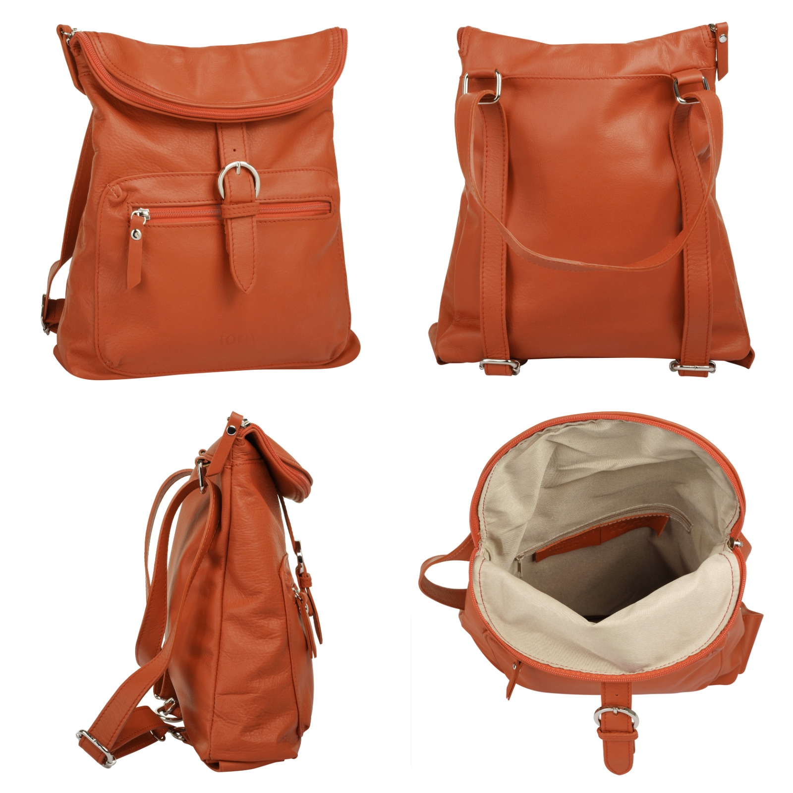 forty° Cityrucksack, echt Leder, Made in Italy
