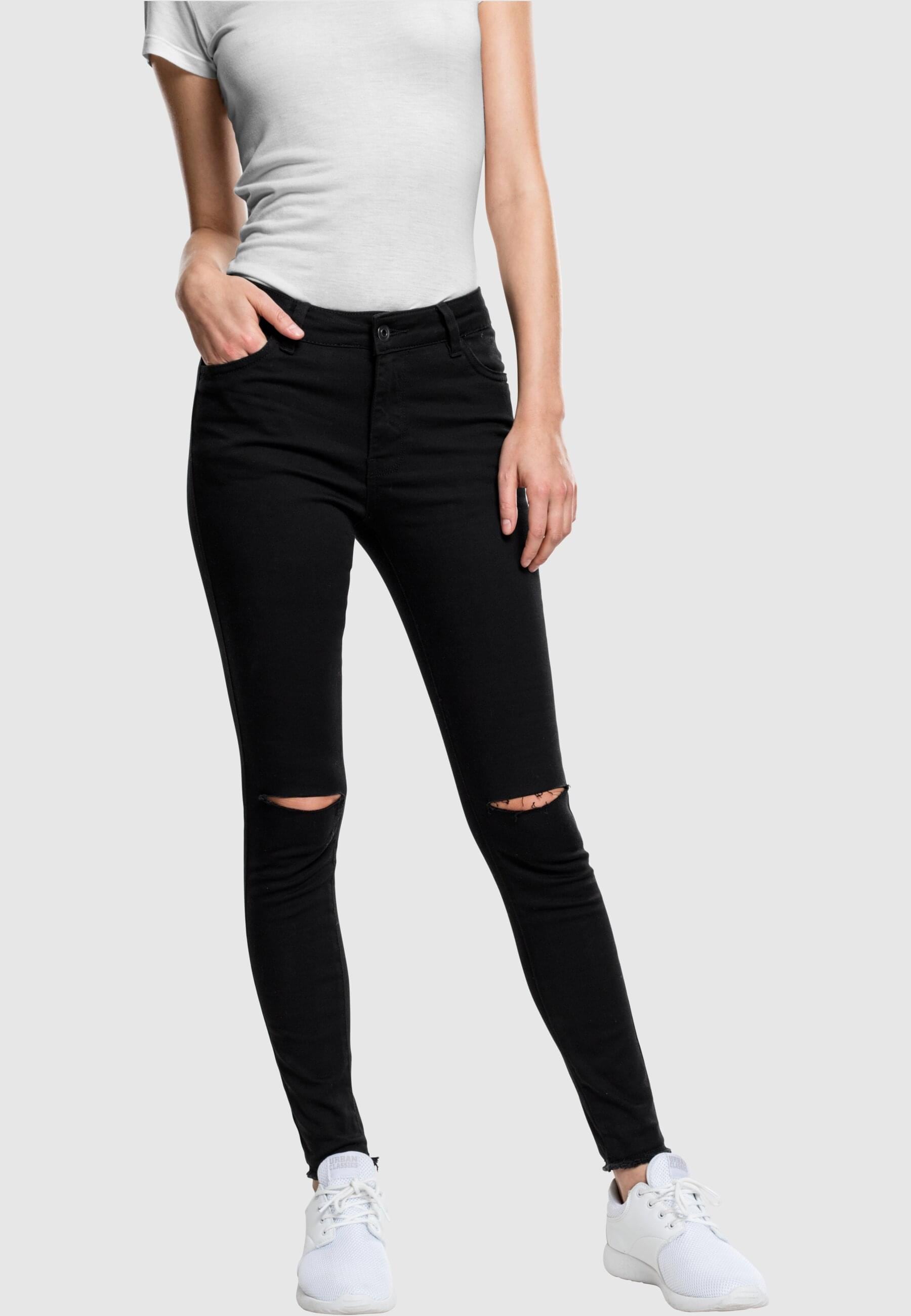 URBAN CLASSICS Stoffhose »Urban Classics Damen Ladies Cut Knee Pants«, (1 tlg.)