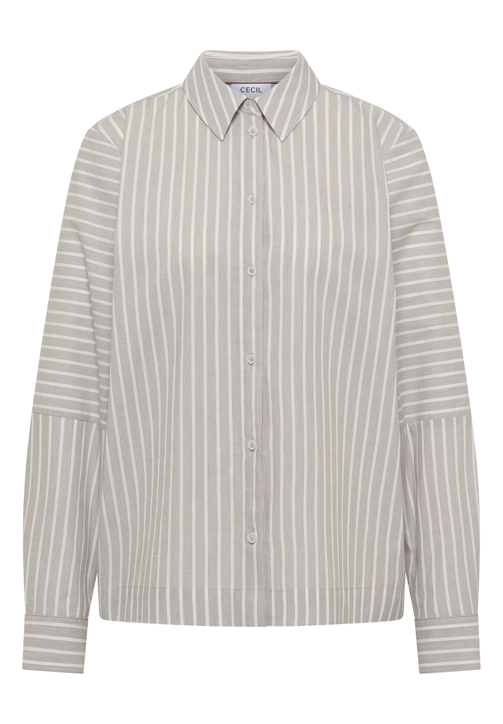 Langarmbluse CECIL, Damen, Gr. M (40), urban taupe, Web, 100% Baumwolle, unifarben, klassisch normal, V-Ausschnitt, Manschette, Blusen, aus reiner Baumwolle 3