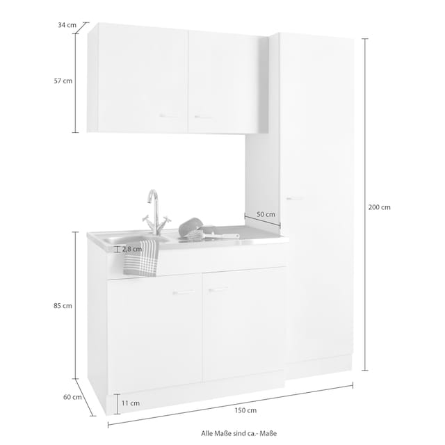 HELD MÖBEL Küchenblock »Elster«, ohne E-Geräte, Breite 150 cm bestellen |  BAUR