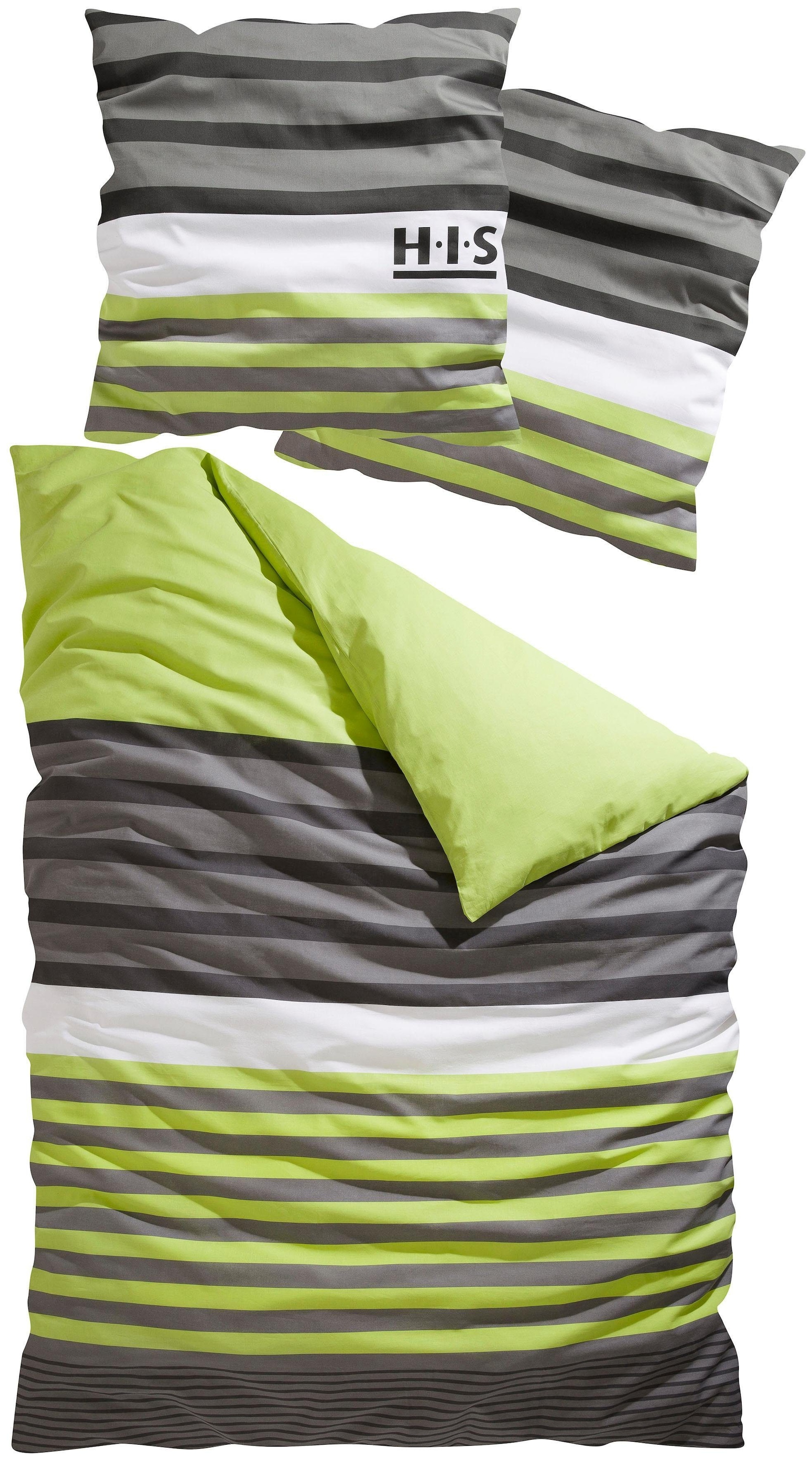 H.I.S Bettwäsche »Majoran«, im Streifen Design, 100% Baumwolle, Bettwäsche in Größe 135x200, 155x220 und 200x200 cm, Bettwäsche-Set in Linon oder Biber-Qualität. Mit Knöpfen