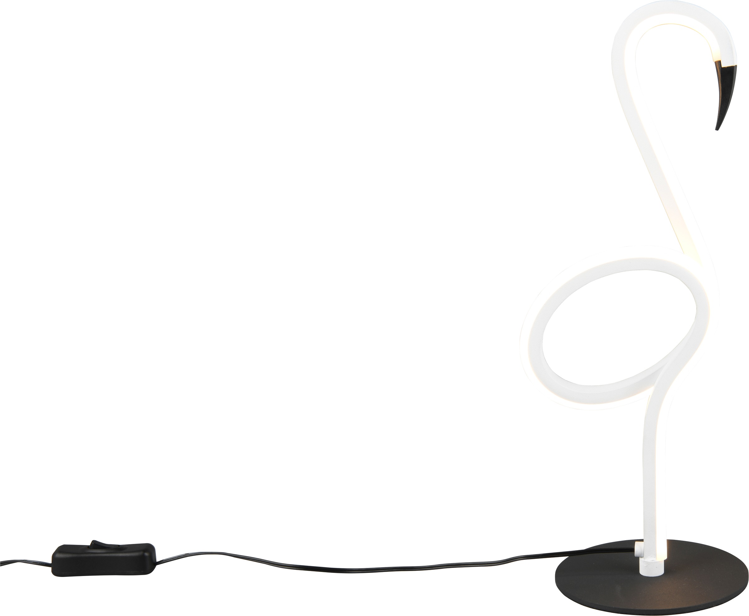 REALITY Leuchten LED Tischleuchte »INGO, LED Tischlampe in Flamingo Form, 6W 550 Lumen 300K warmweiß« LED-Board 1 Stk. Warmweiß Flamingo Lampe mit Schnurschalter, Höhe 35 cm Ø 12 cm Tiefe 14,5 cm