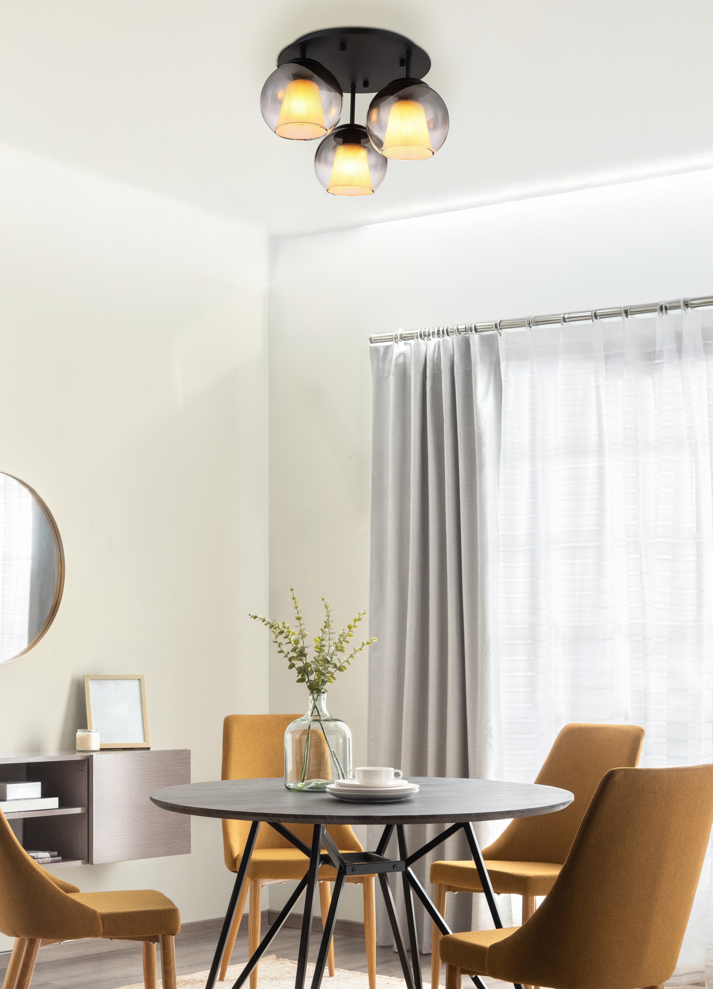 GLOBO LIGHTING Deckenleuchte »BARRY«, Leuchtmittel E27 | ohne Leuchtmittel, Deckenlampe/Glaskugeln/Glas rauchfarben/Wohnbereich