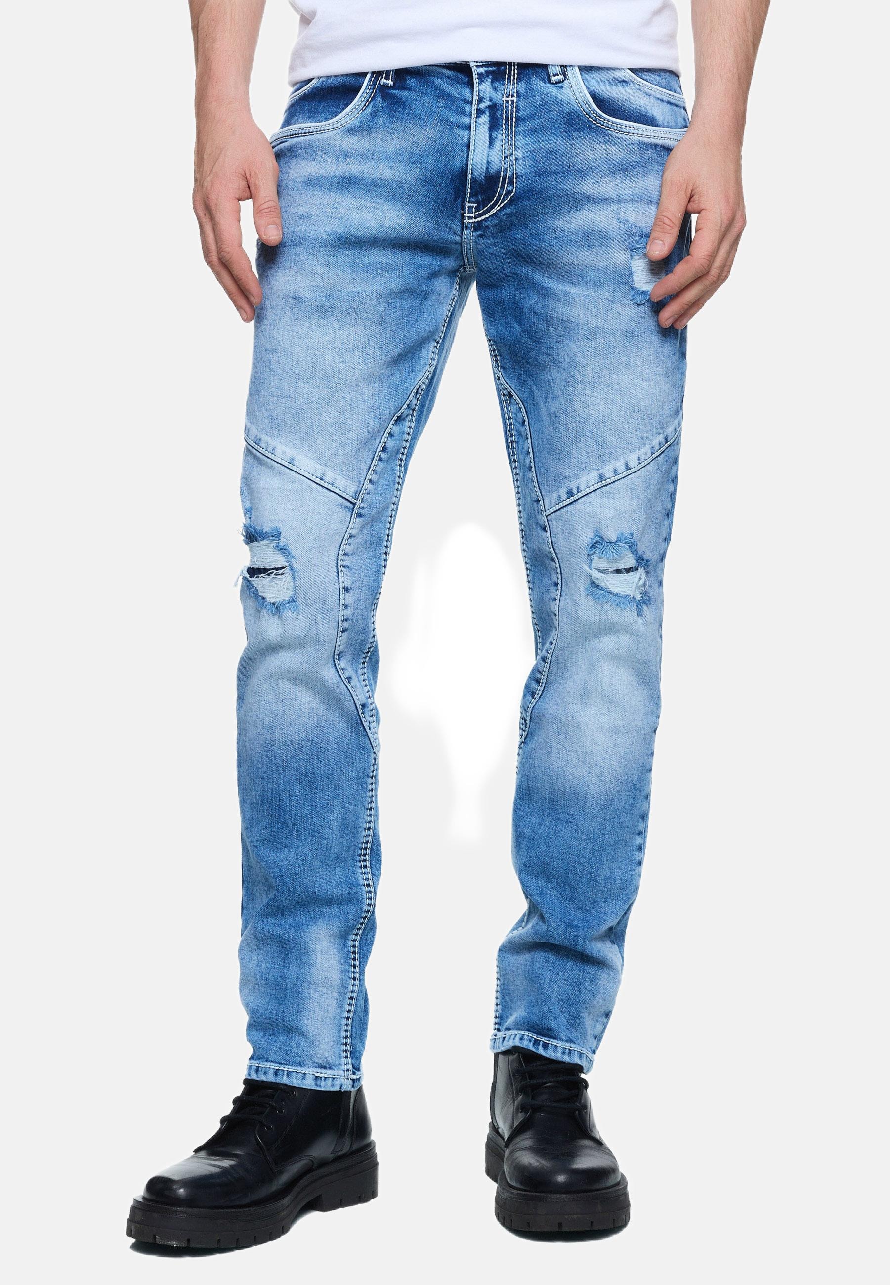 Straight-Jeans »NISHO«, mit trendigen Used-Details