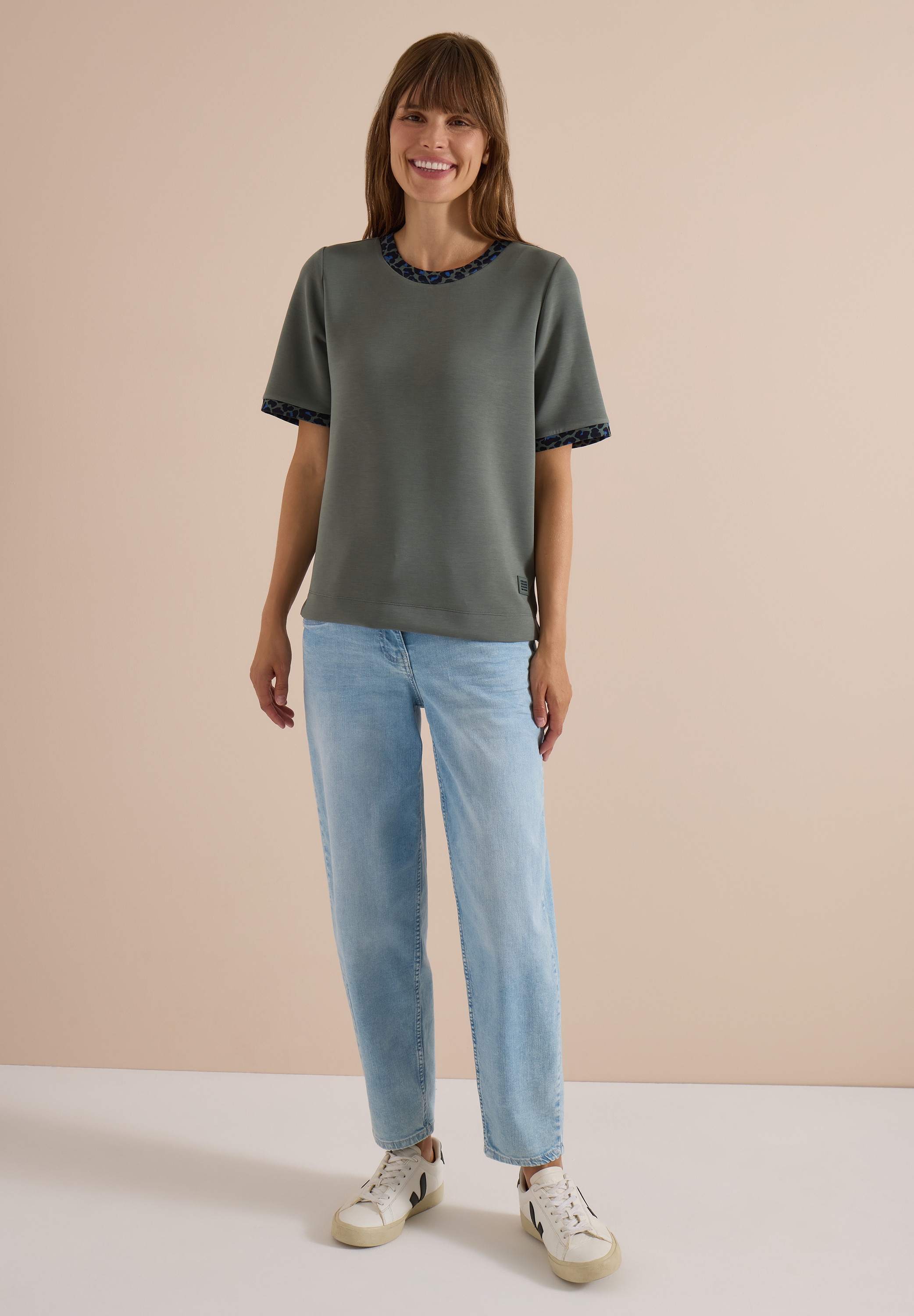 Cecil T-Shirt aus elastischem Materialmix