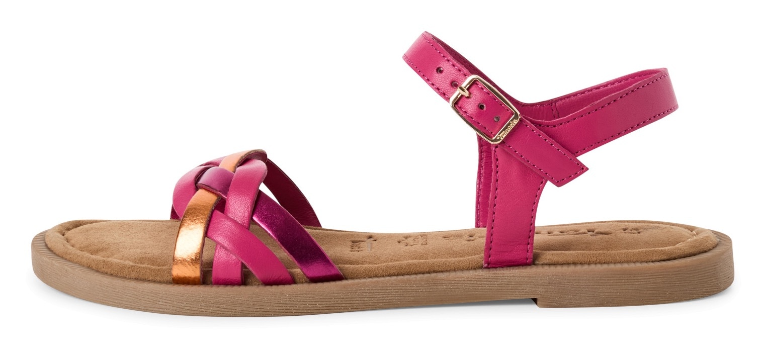 Tamaris Riemchensandale, Sandalette, Sommerschuh mit Riemchen in Flechtoptik