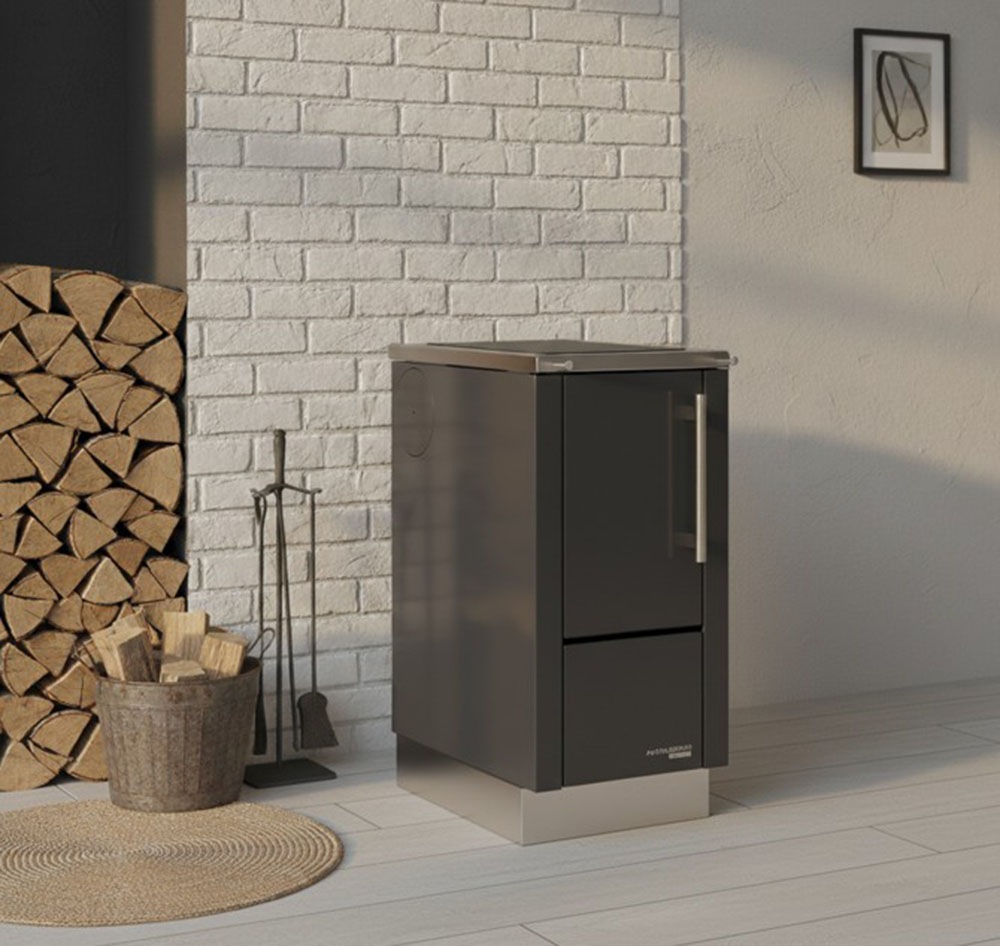 Haas + Sohn Festbrennstoffherd »HS 40, anthrazit, Herdrahmen Edelstahl, Stahlkochplatte« anthrazit,  ohne Sichtfenster