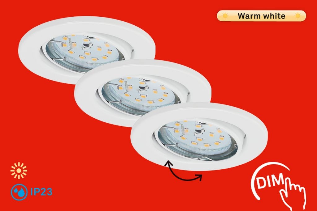 Briloner Leuchten - LED Inbouwspots Set van 3 - Chroom - 5W - 3000K
