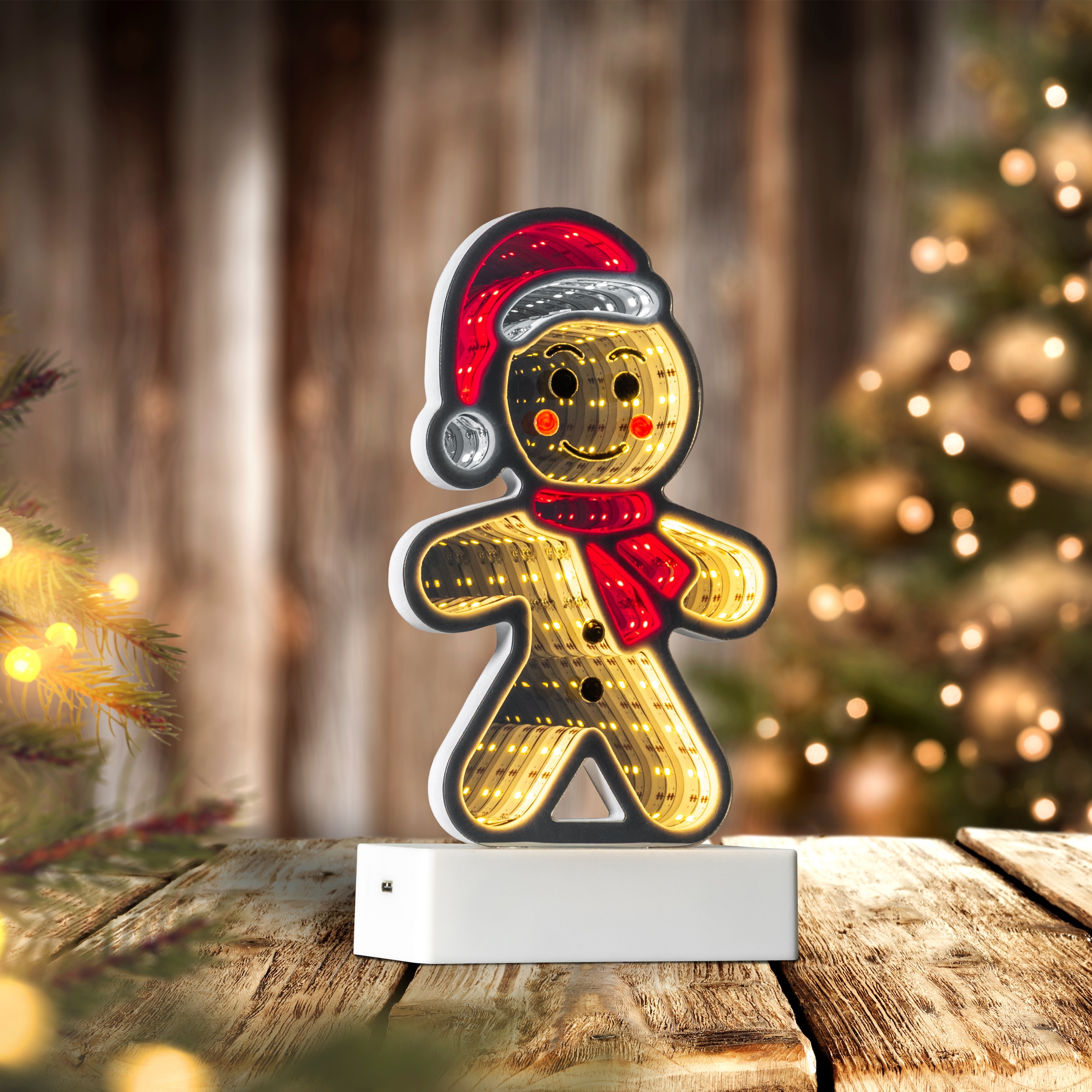 OTTO home LED Dekofigur »LED-Lebkuchenmann Evvina« LED-Modul Warmweiß Infinity Effekt, Weihnachtsdeko für Innen, beidseitig beleuchte