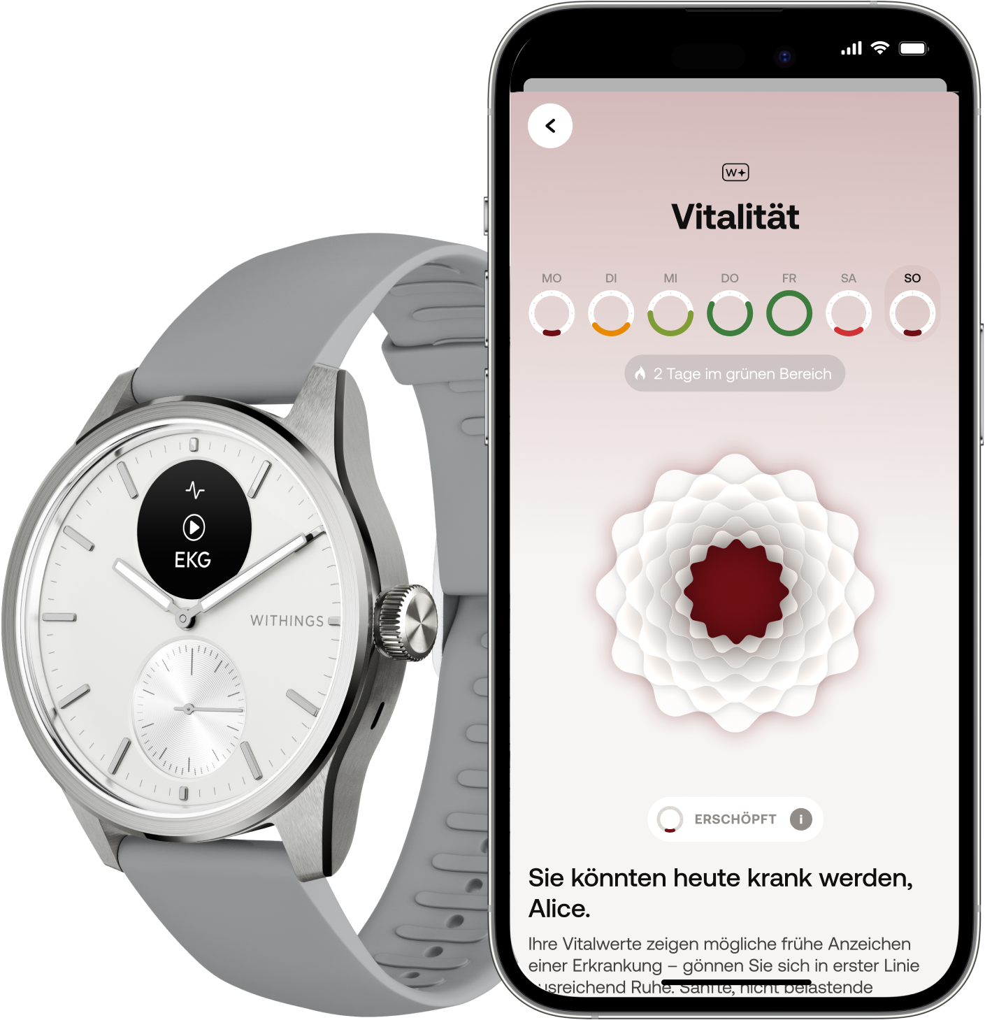 Withings Smartwatch »ScanWatch 2 42mm, hybrid, Akku bis 35 Tage, 50 M Wasserdicht« ( ) HealthSenseOS