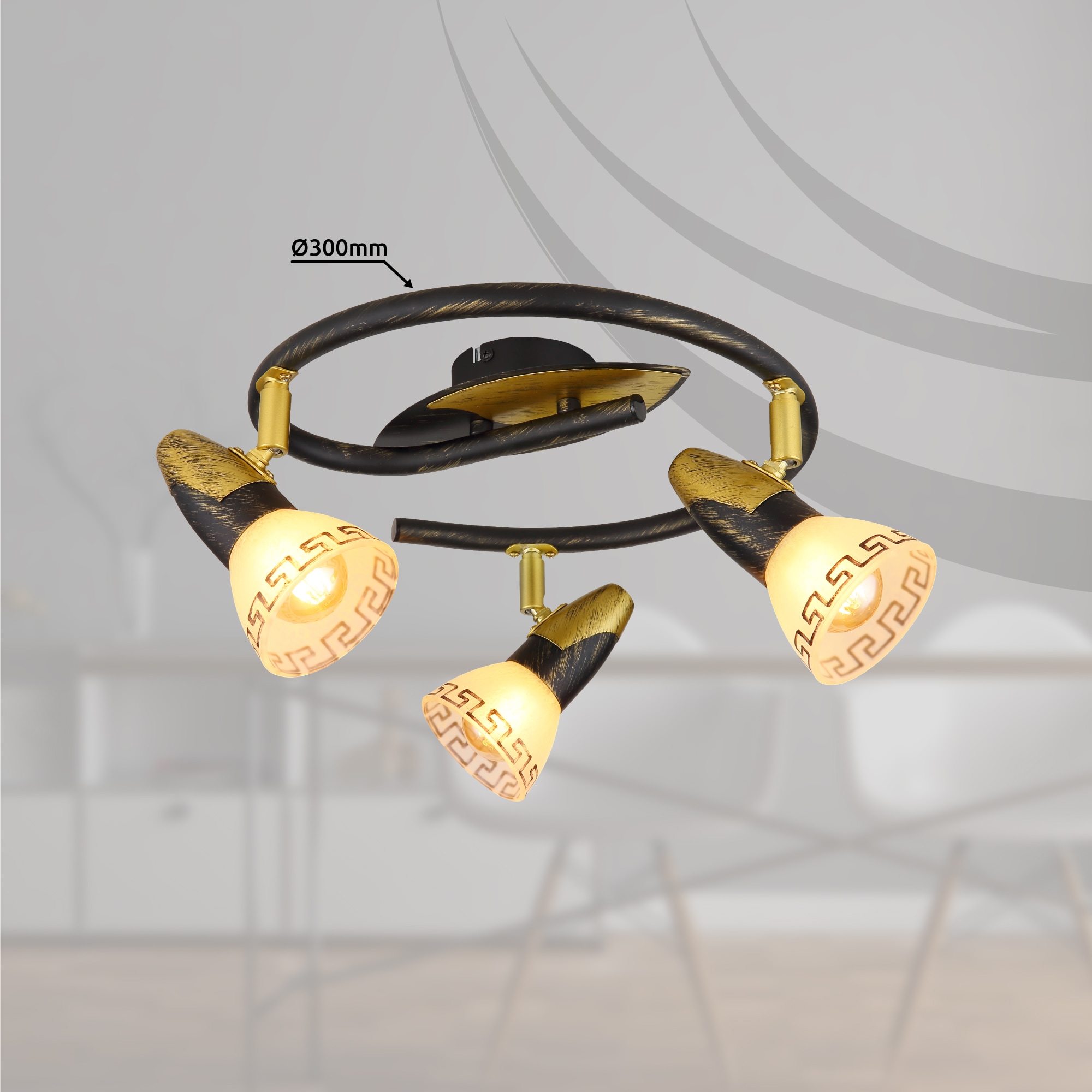 GLOBO LIGHTING Deckenstrahler »NOVARA«, Leuchtmittel E14 | ohne Leuchtmittel, Deckenspot/goldfarben/Wohnzimmer/Flur/ø: 300mm