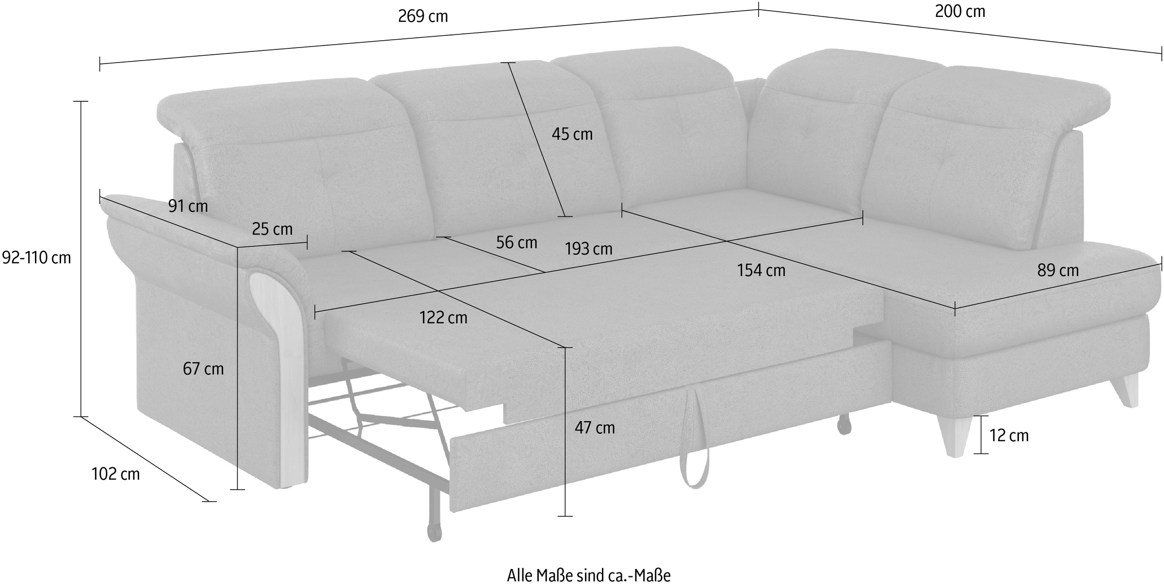 Home affaire Ecksofa »Dangast L-Form«, Kopfteilverstellung, wahlweise mit motorischer Relaxfunktion