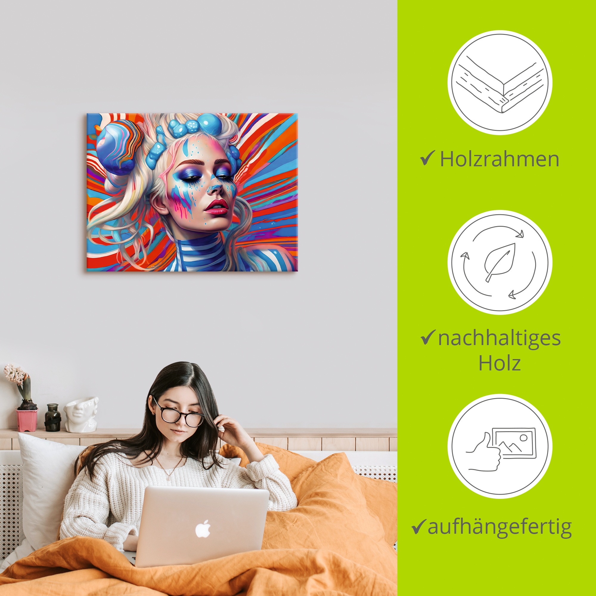 Wandbild ARTLAND "Psychedelisch blond II", farbe bild(er): farbig, B:80cm H:60cm, Bilder, als Alubild, Leinwandbild, Poster, Wandaufkleber in verschied. Größen 5
