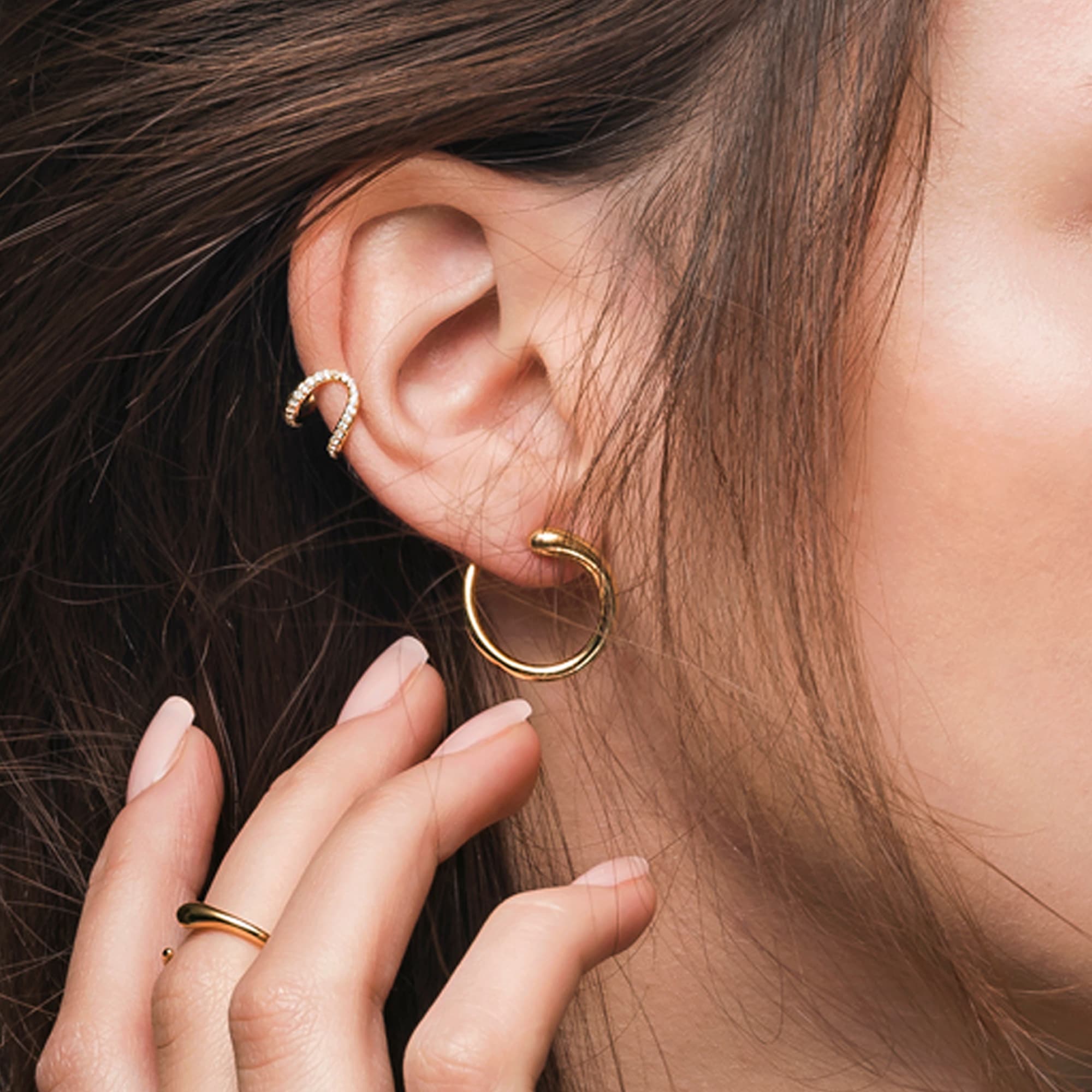 CAÏ Paar Ohrstecker »925 Silber gelb vergoldet Topas weiß«