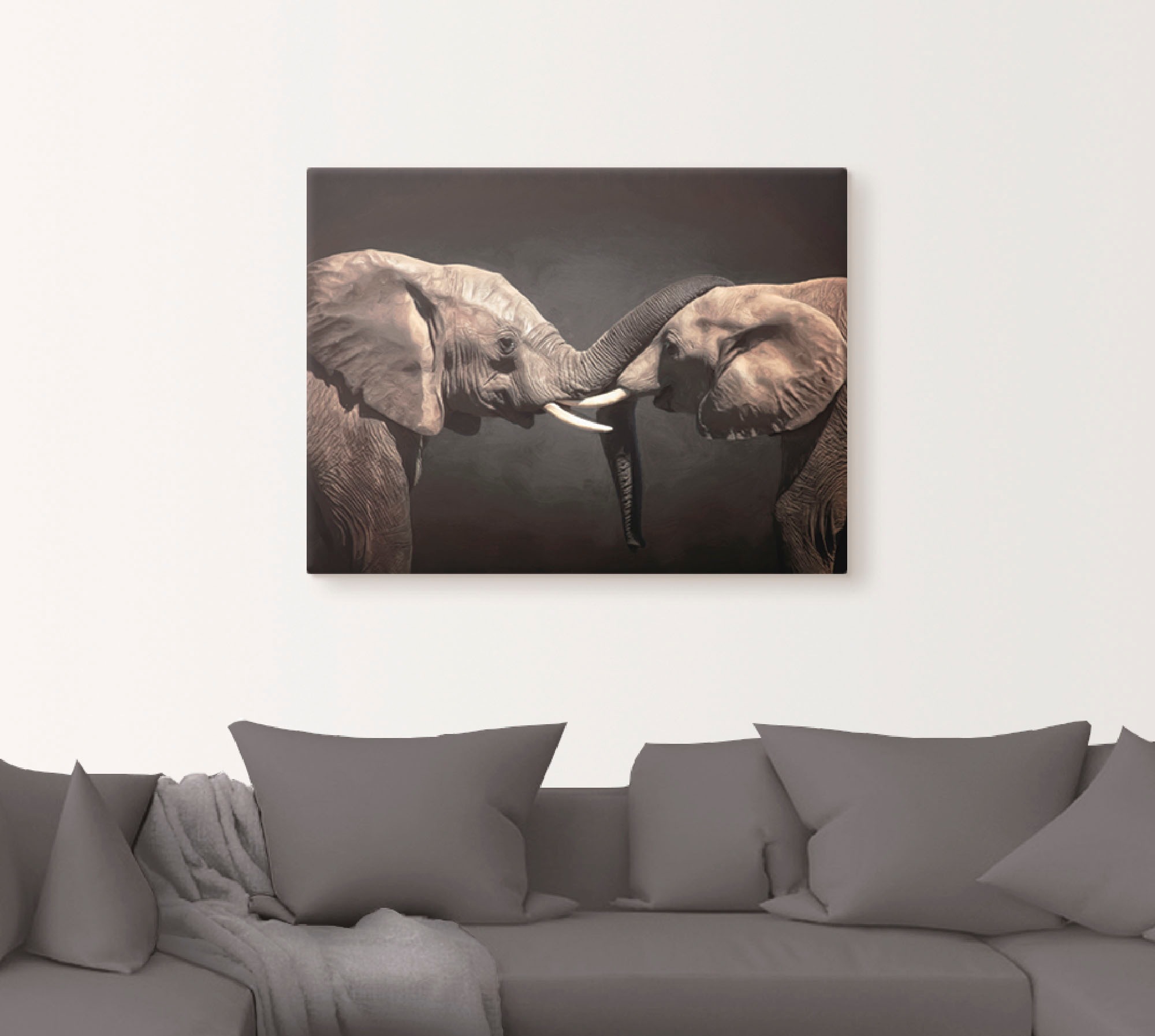 Artland Wandbild »Zwei Elefanten«, Wildtiere, (1 St.), als Leinwandbild, Poster, Wandaufkleber in verschied. Größen