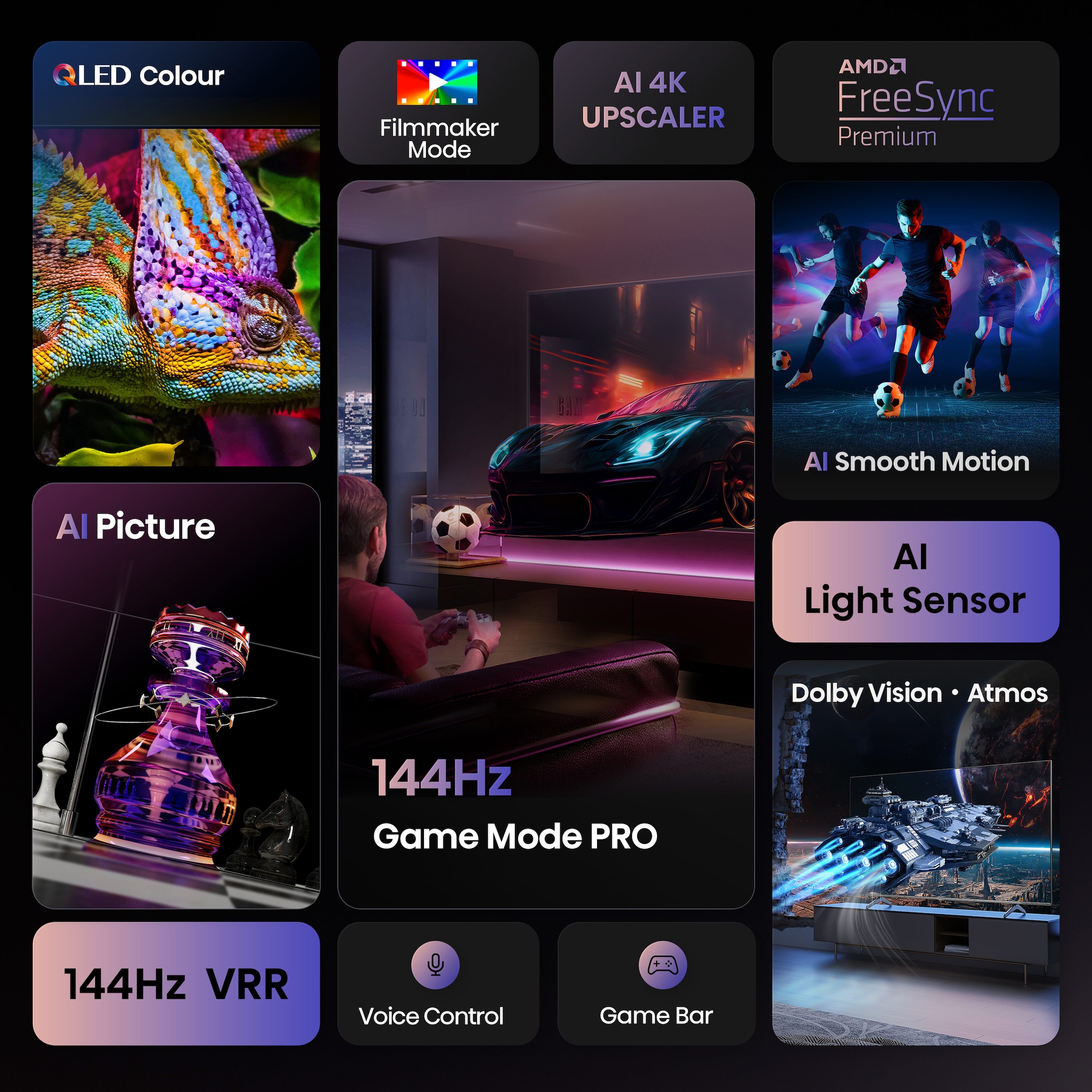 Hisense QLED-Fernseher »55E77Q PRO«, 4K Ultra HD, Smart-TV, 4K UHD QLED