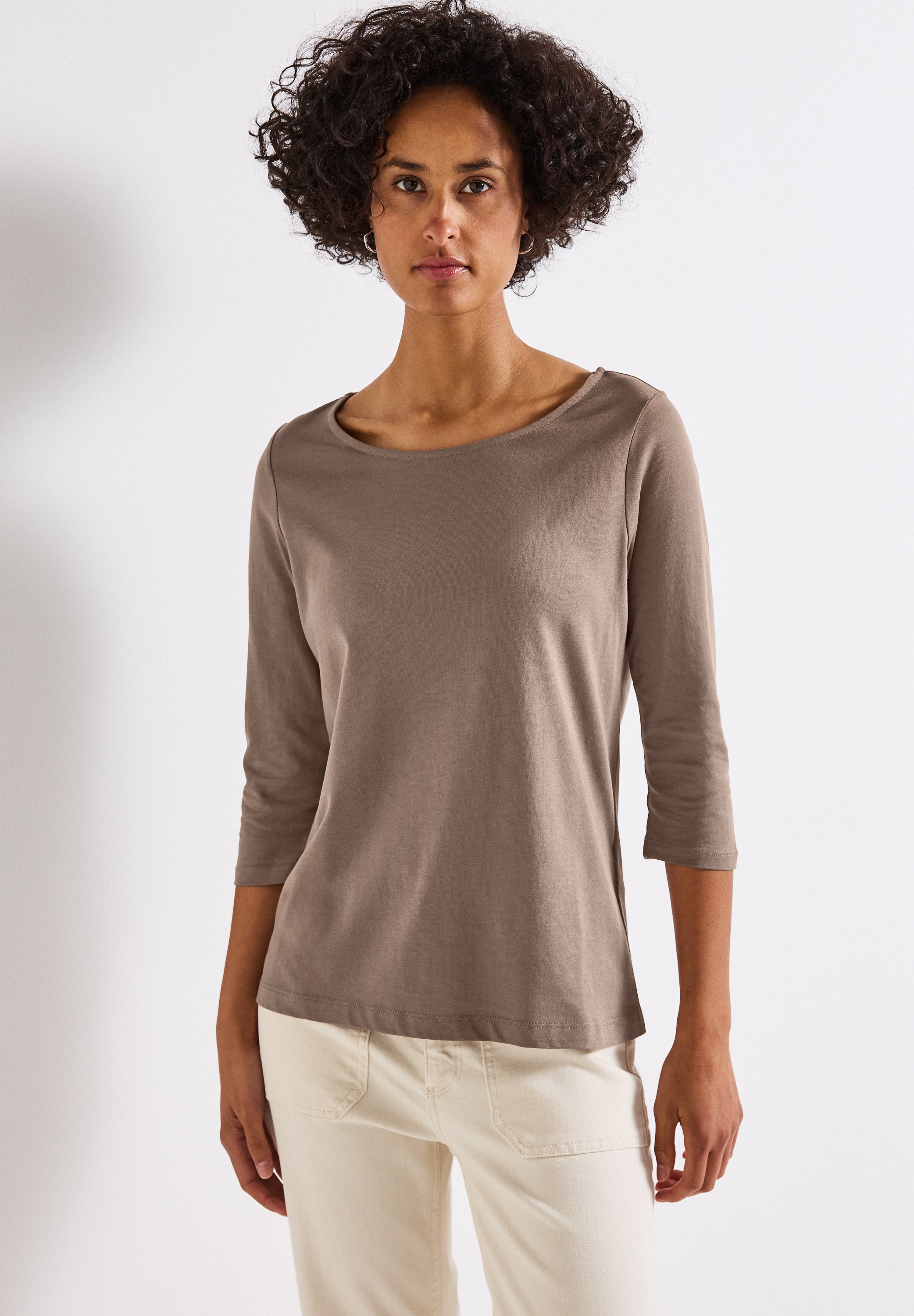 STREET ONE Langarmshirt aus Baumwolle mit Stretchante günstig online kaufen