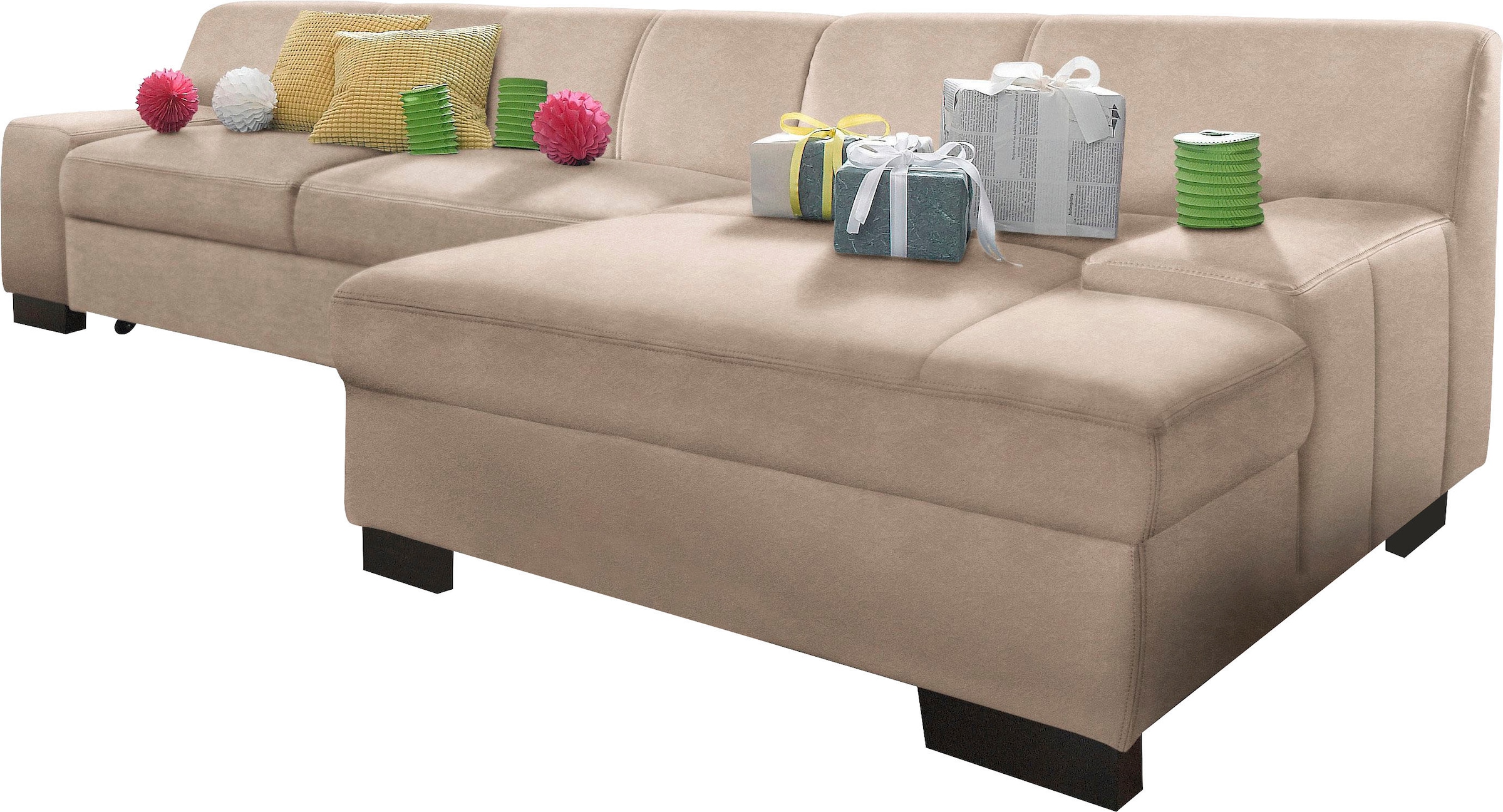 DOMO collection Ecksofa "Norma, elegant & modern, mit flachen Armlehnen, Br günstig online kaufen