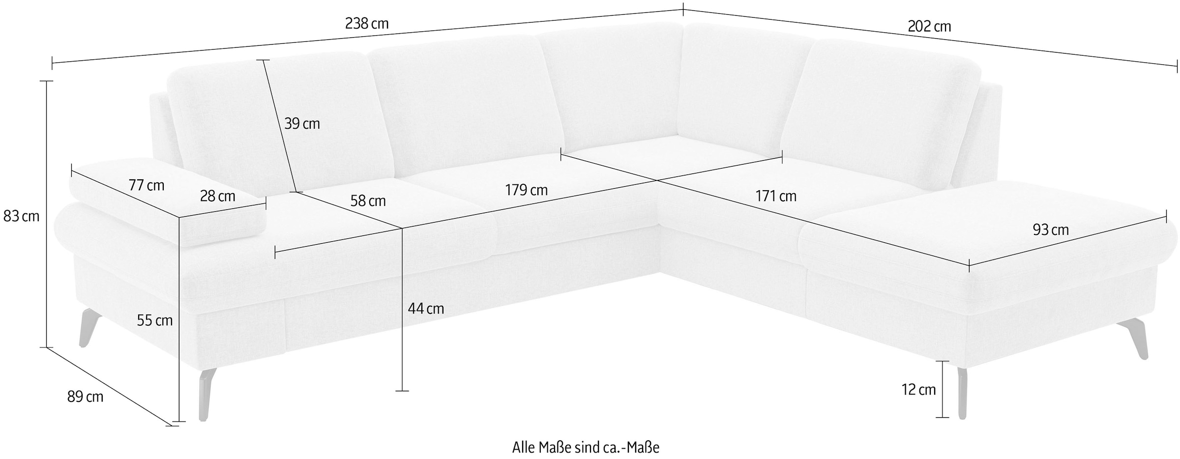 sit&more Ecksofa »Morris Jubi L-Form«, inkl. Armteilfunktion und 1 Zierkissen, wahlweise mit Bettfunktion