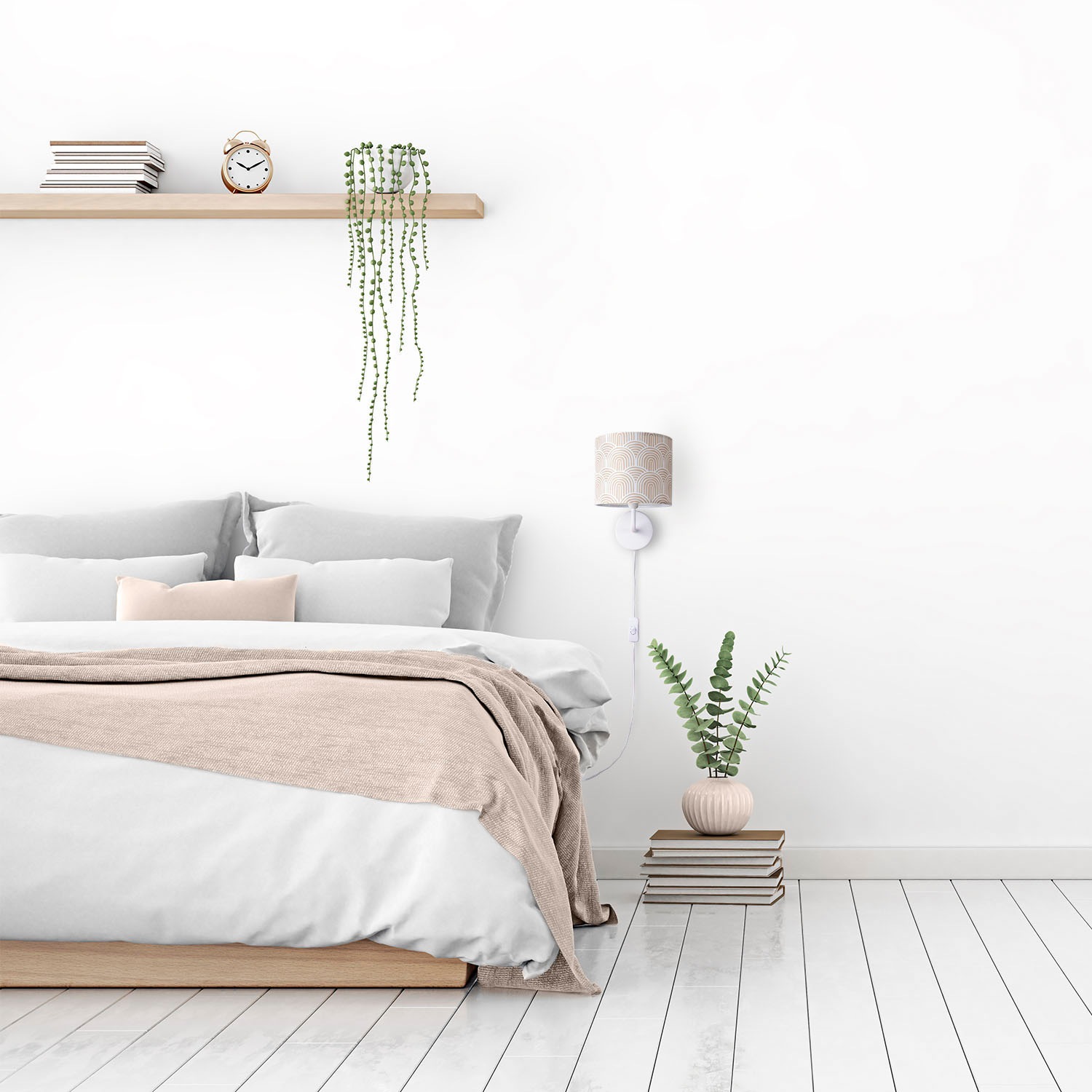 Paco Home Wandleuchte »Luca Pillar«, Leuchtmittel E14 | ohne Leuchtmittel, Wandleuchte Mit Schirm Innen Wohnzimmer Modern Einfarbig Lampenschirm
