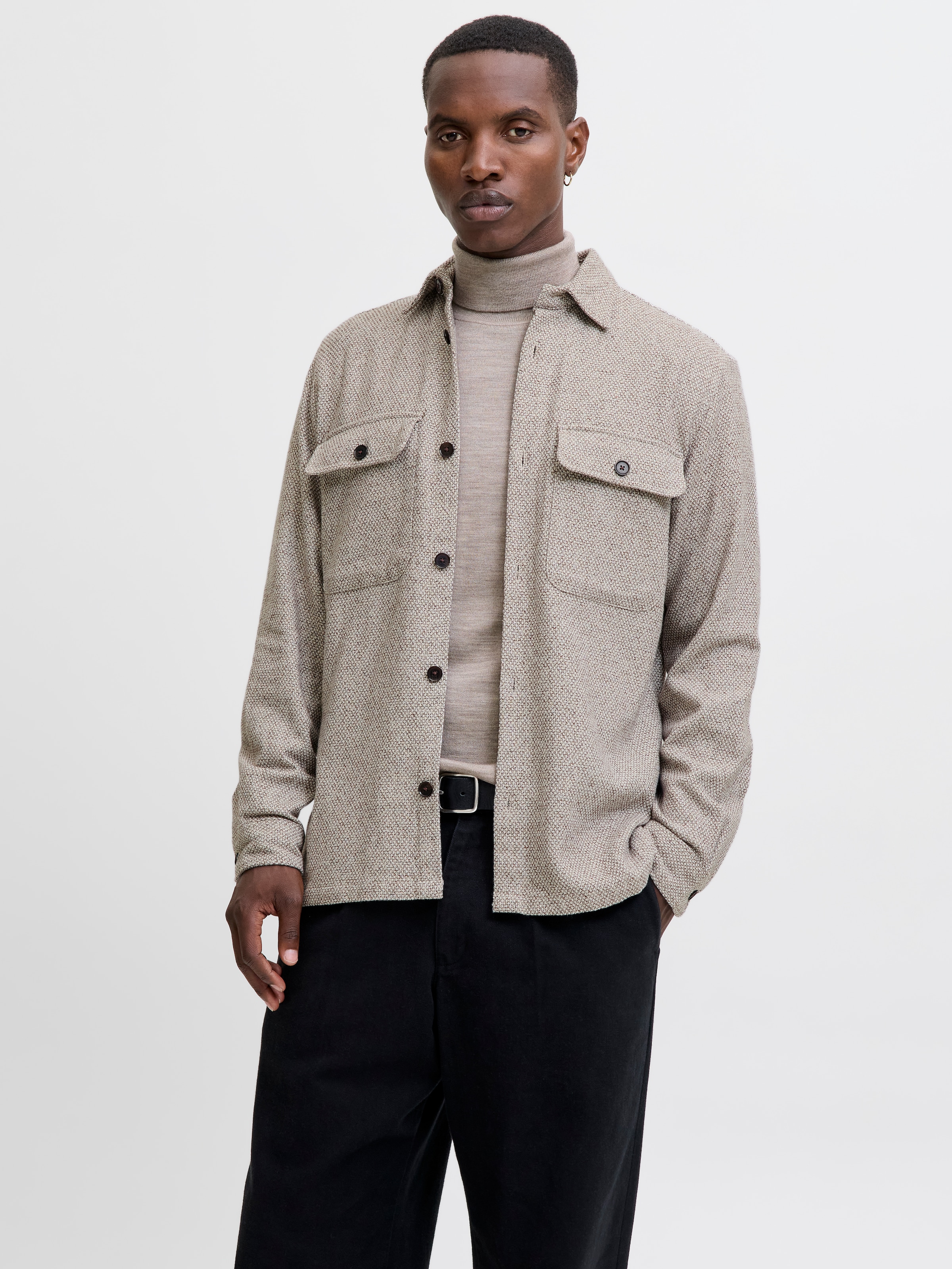 Jack & Jones Langarmhemd "JPRRAYLE MELANGE SOLID L/S OVERSHIRT SN" günstig online kaufen