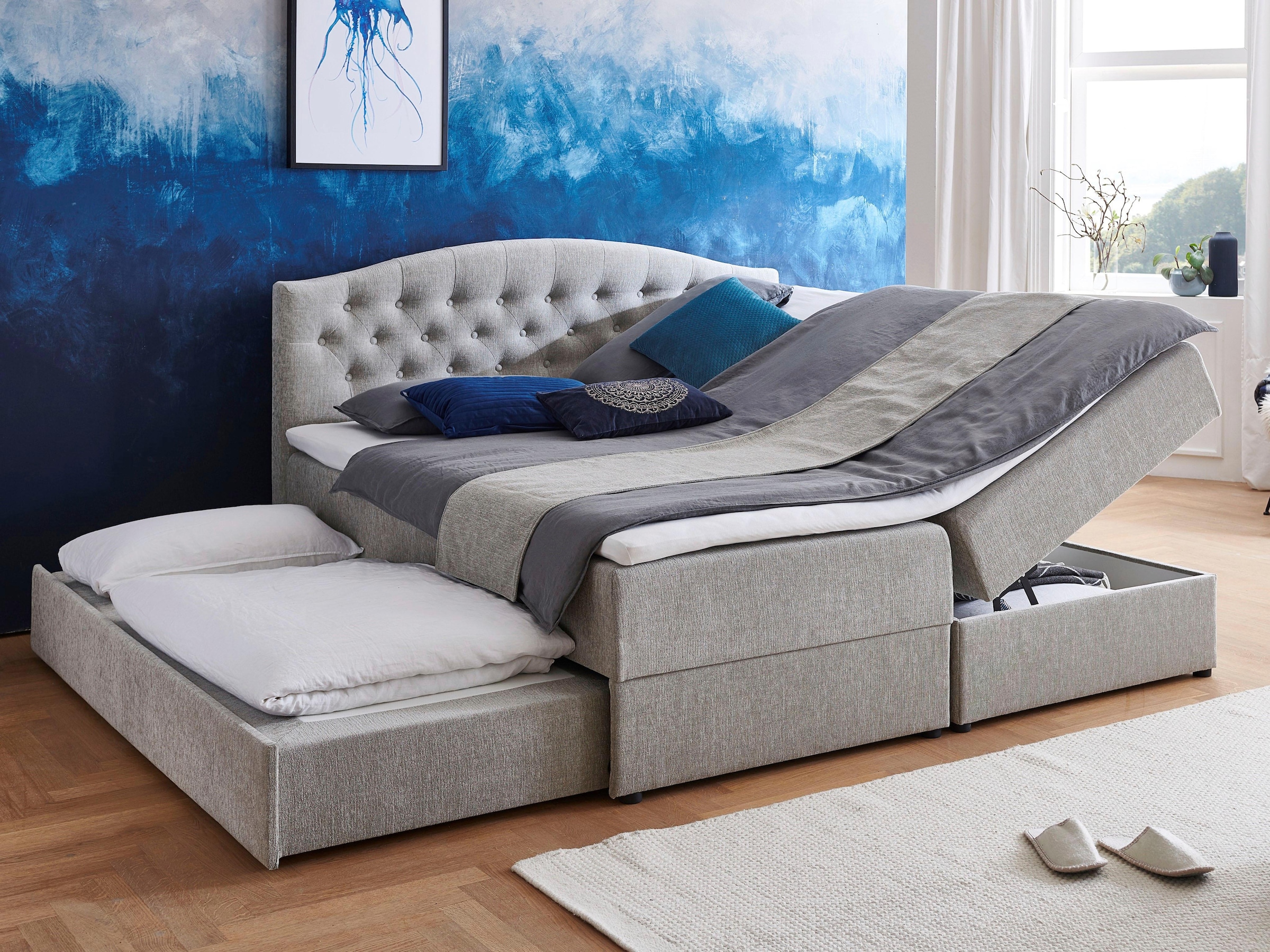 Boxspringbett »Lotte«, mit Topper, Bettkasten und Gästebett