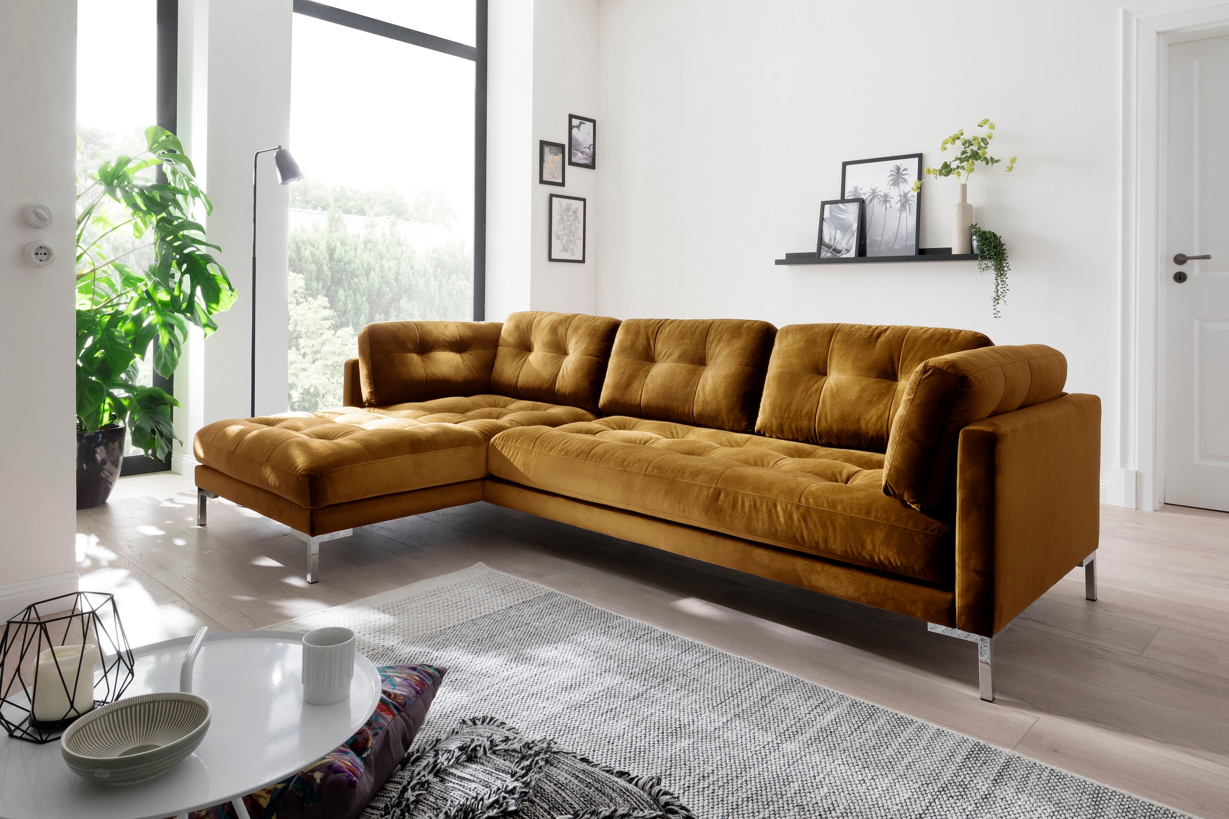 OTTO home Ecksofa "Landau L-Form" in Cord-Stoff mit Metallfuß