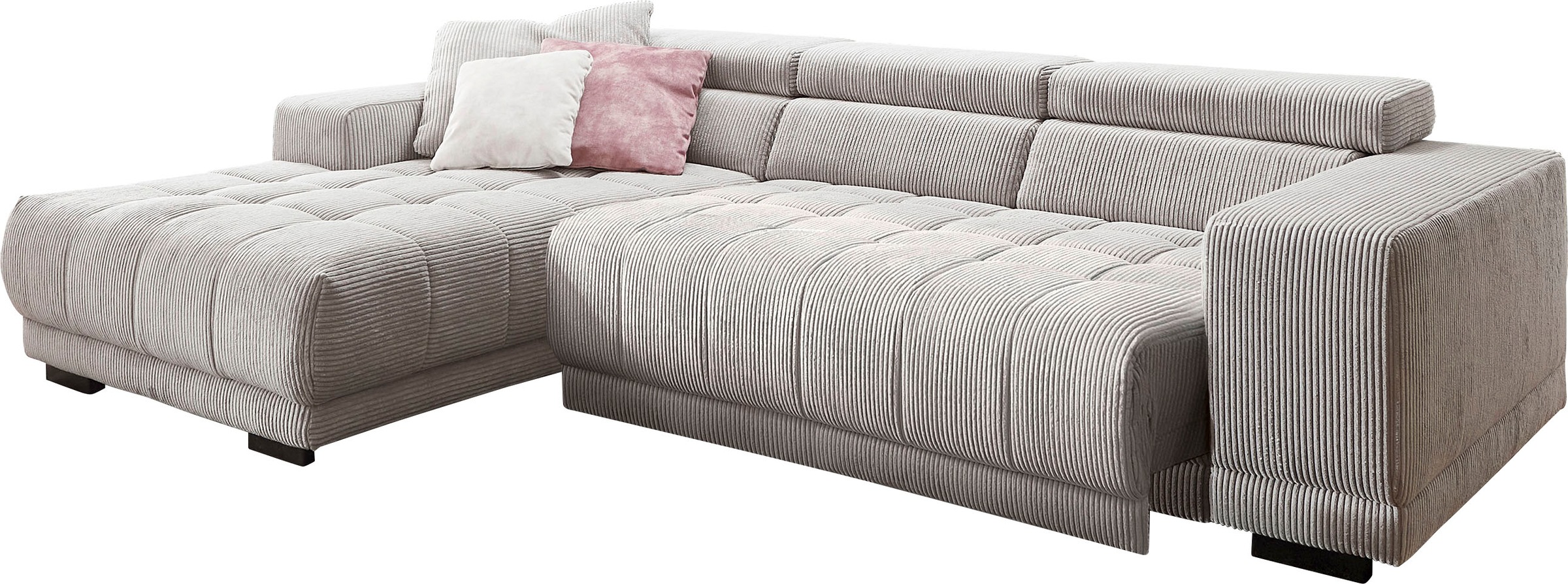 Ecksofa DIE PLANBAR "MP-IN15053 L-Form schmaler Schenkel", grau, B:303cm H:75cm T:190cm, 88% Polyester; 12% Polyamid, Sofas, Ecksofa, mit Kopfteilverstellung, wahlweise mit manueller Vorziehbank 9